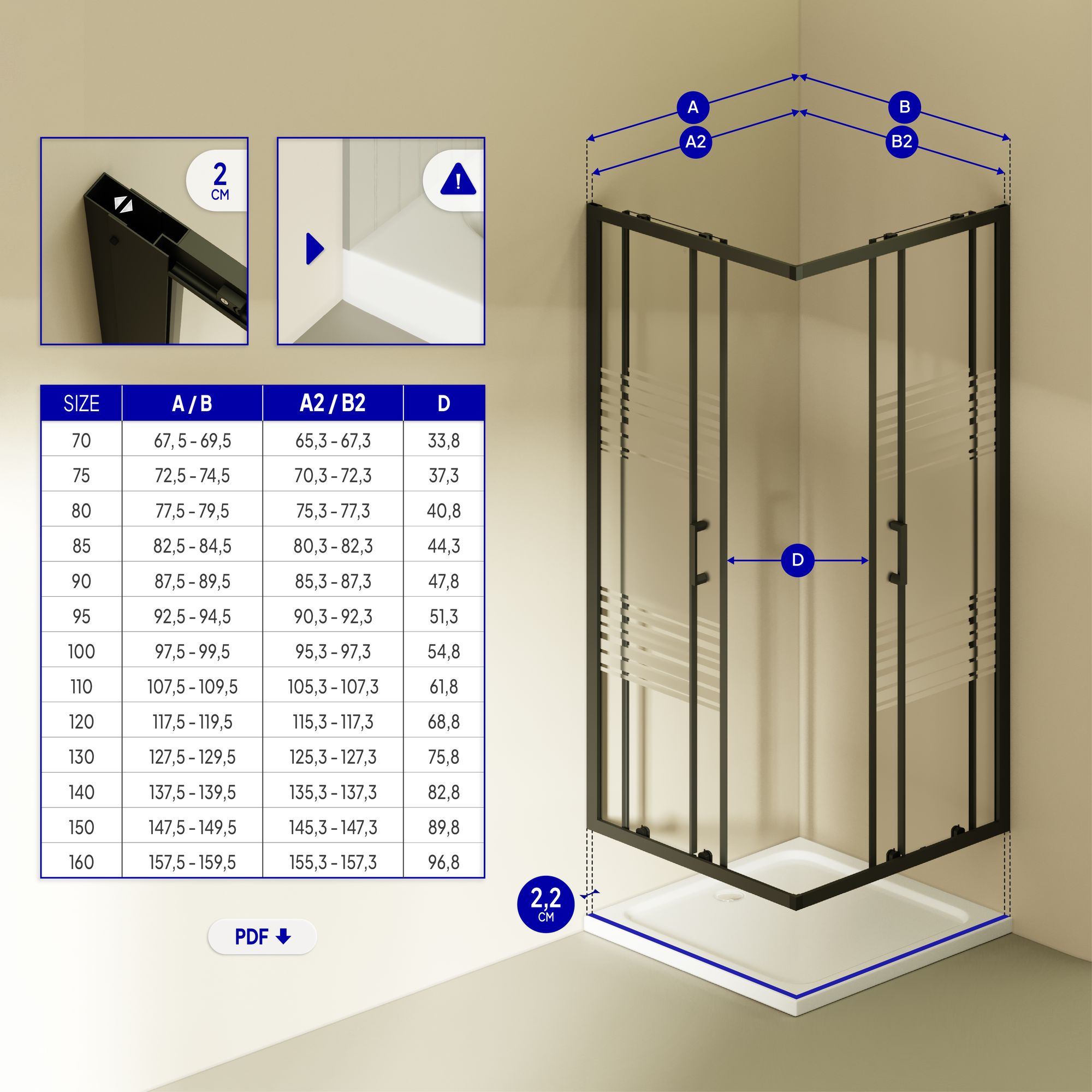 Eckeinstieg Danielle mit Schiebetüren aus teilsatiniertem ESG Sicherheitsglas Eckeinstieg Danielle mit Schiebetüren aus teilsatiniertem ESG Sicherheitsglas