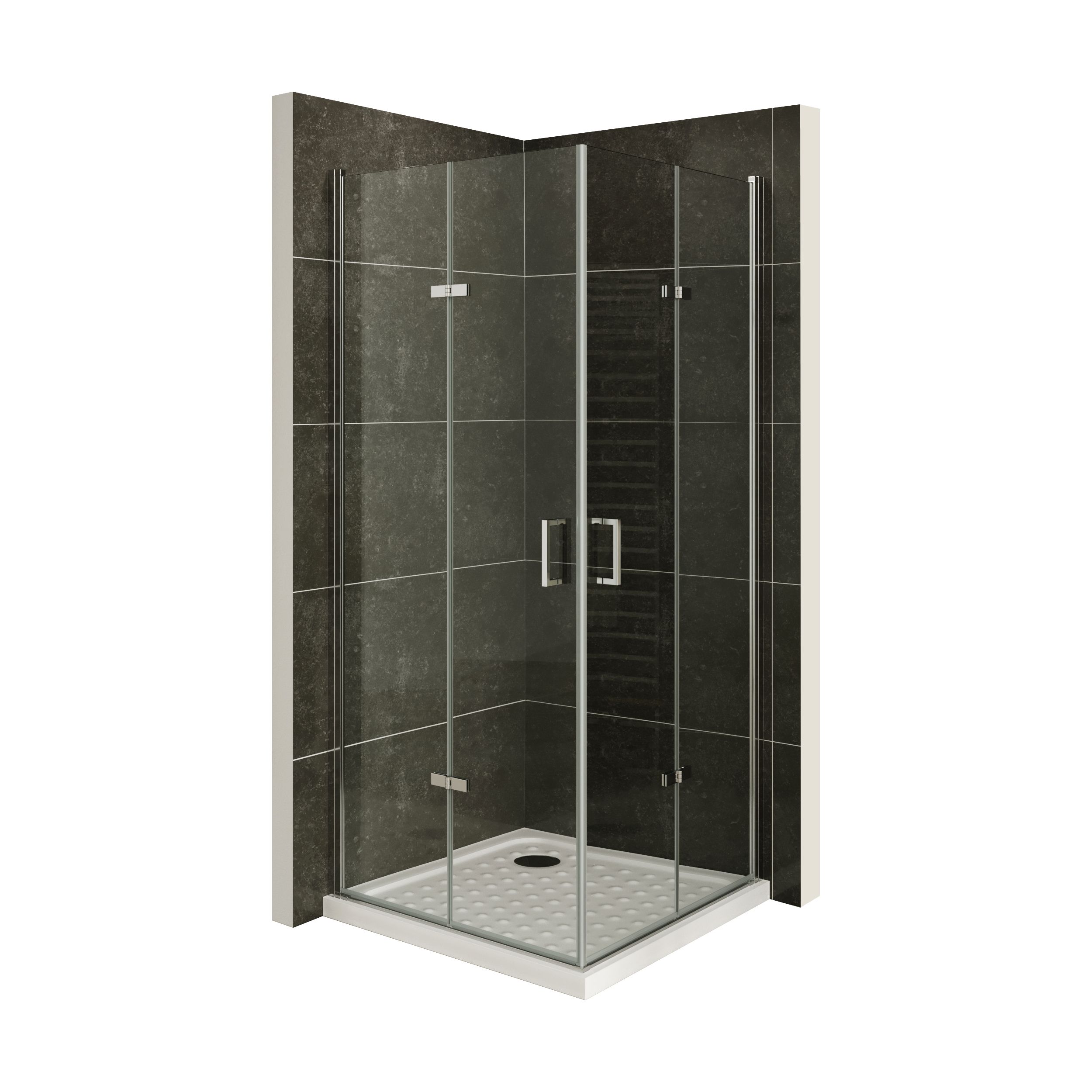 Corner Entry Matilde with Folding Doors made of ESG Safety Glass