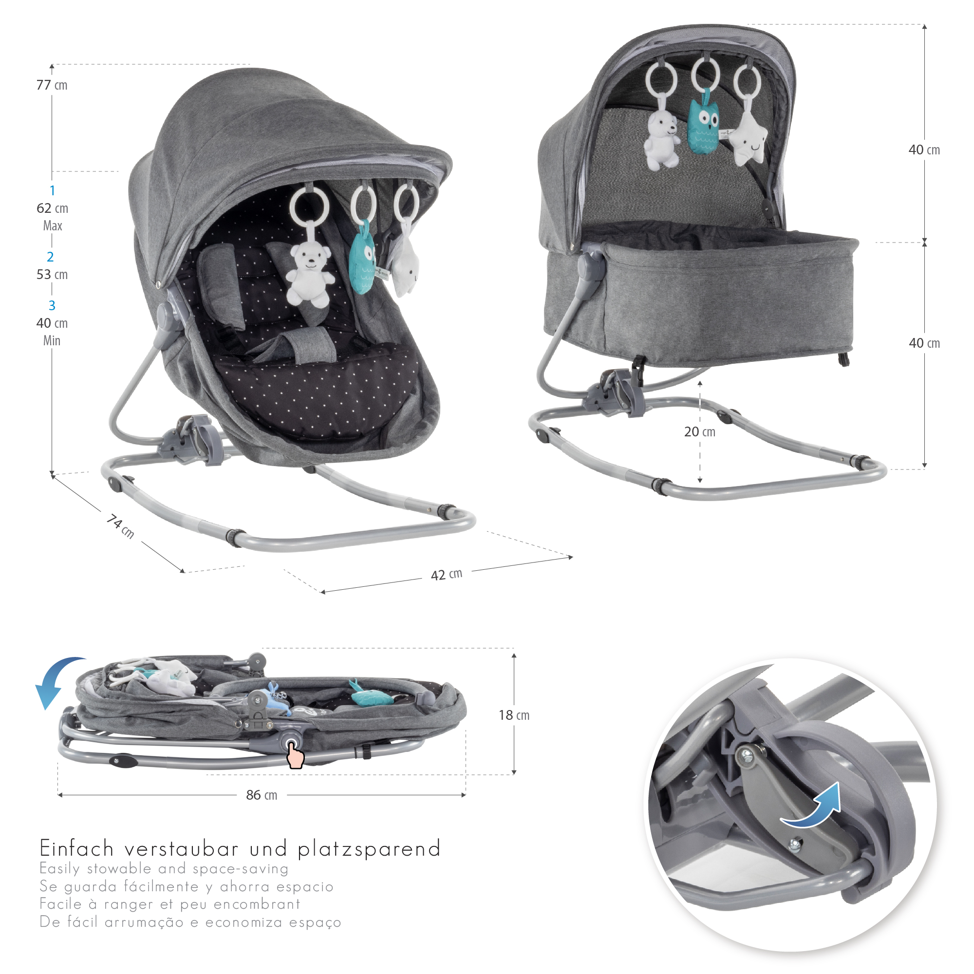 Artboard 9Pavo Babywippe PAVO mit Wiegenfunktion und Spielebogen