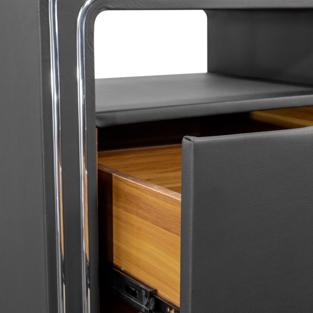 Nachttisch Kommode Nachtkonsole Schwarz aus hochwertigem Kunstleder - S85 Nachttisch Kommode Nachtkonsole Schwarz aus hochwertigem Kunstleder - S85