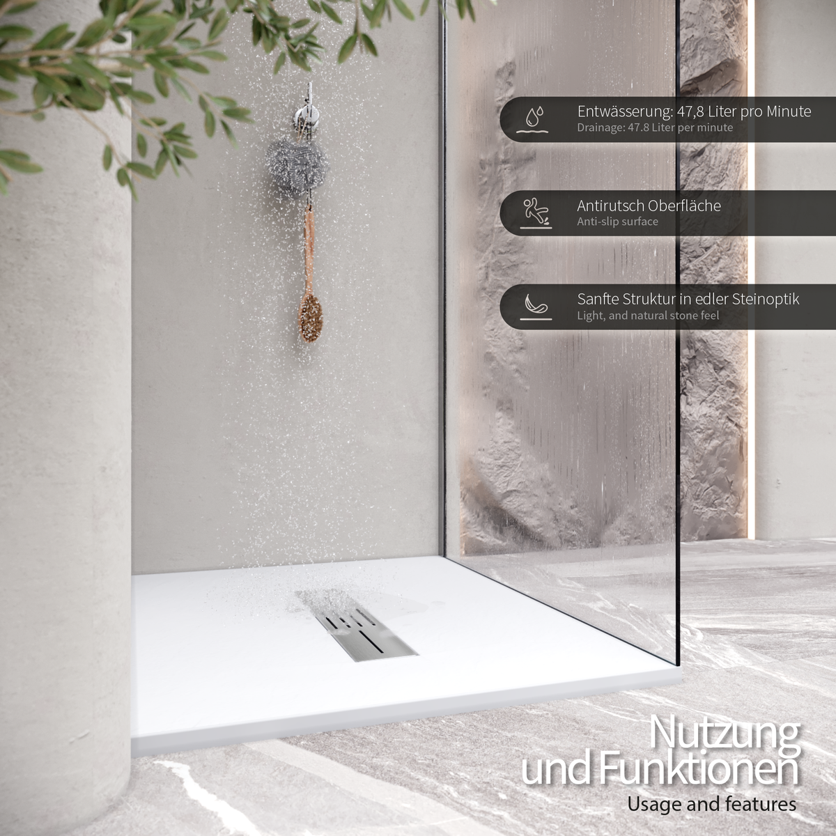 SMC Duschwanne Lumia in Schieferoptik inkl. Ablaufgarnitur Weiß 70x100 cm SMC Duschwanne Lumia in Schieferoptik inkl. Ablaufgarnitur Weiß 70x100 cm