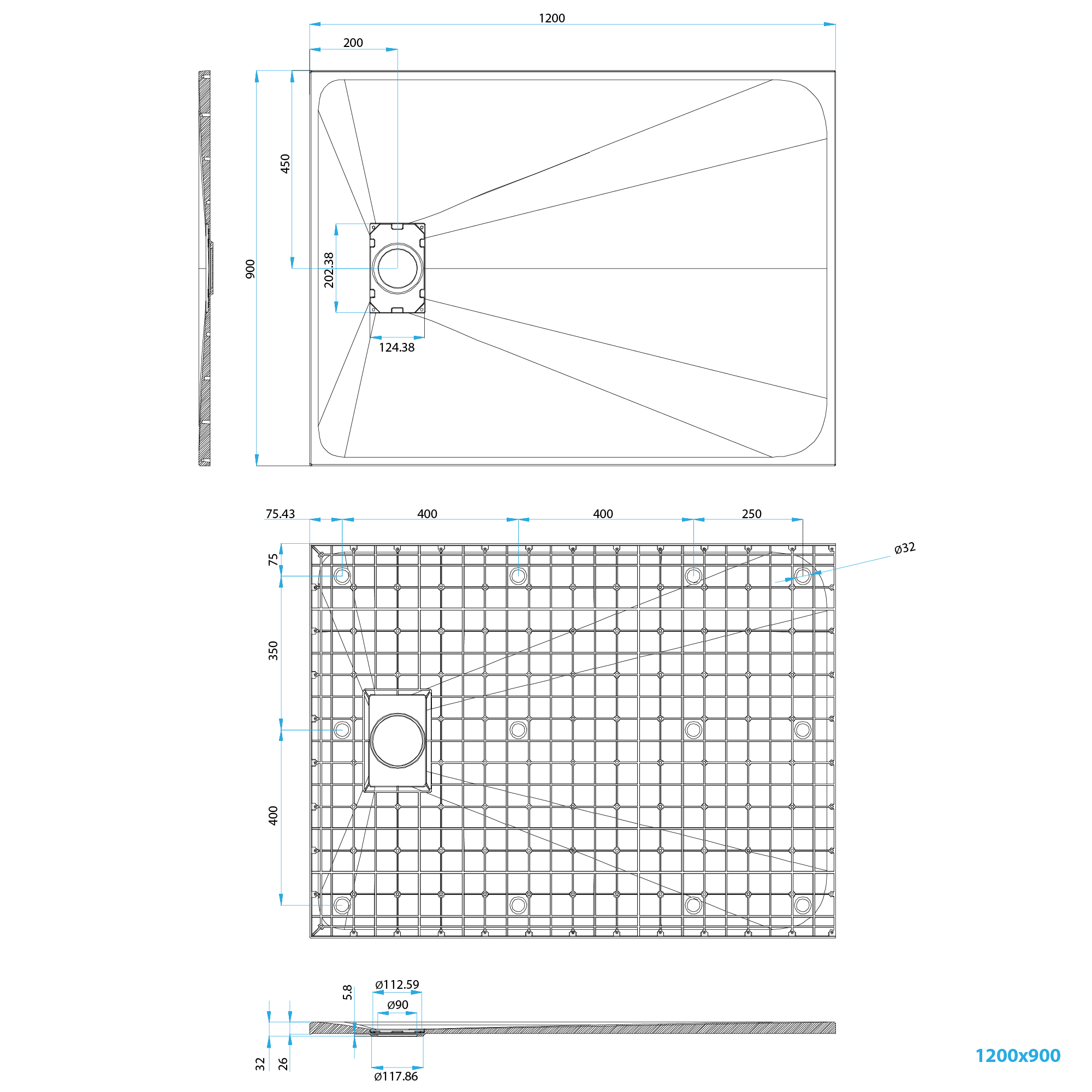 SMC Duschwanne Nova in Stein-Optik inkl. Ablaufgarnitur - Weiß SMC Duschwanne Boreal in Stein-Optik inkl. Ablaufgarnitur - Schwarz 90x120 cm