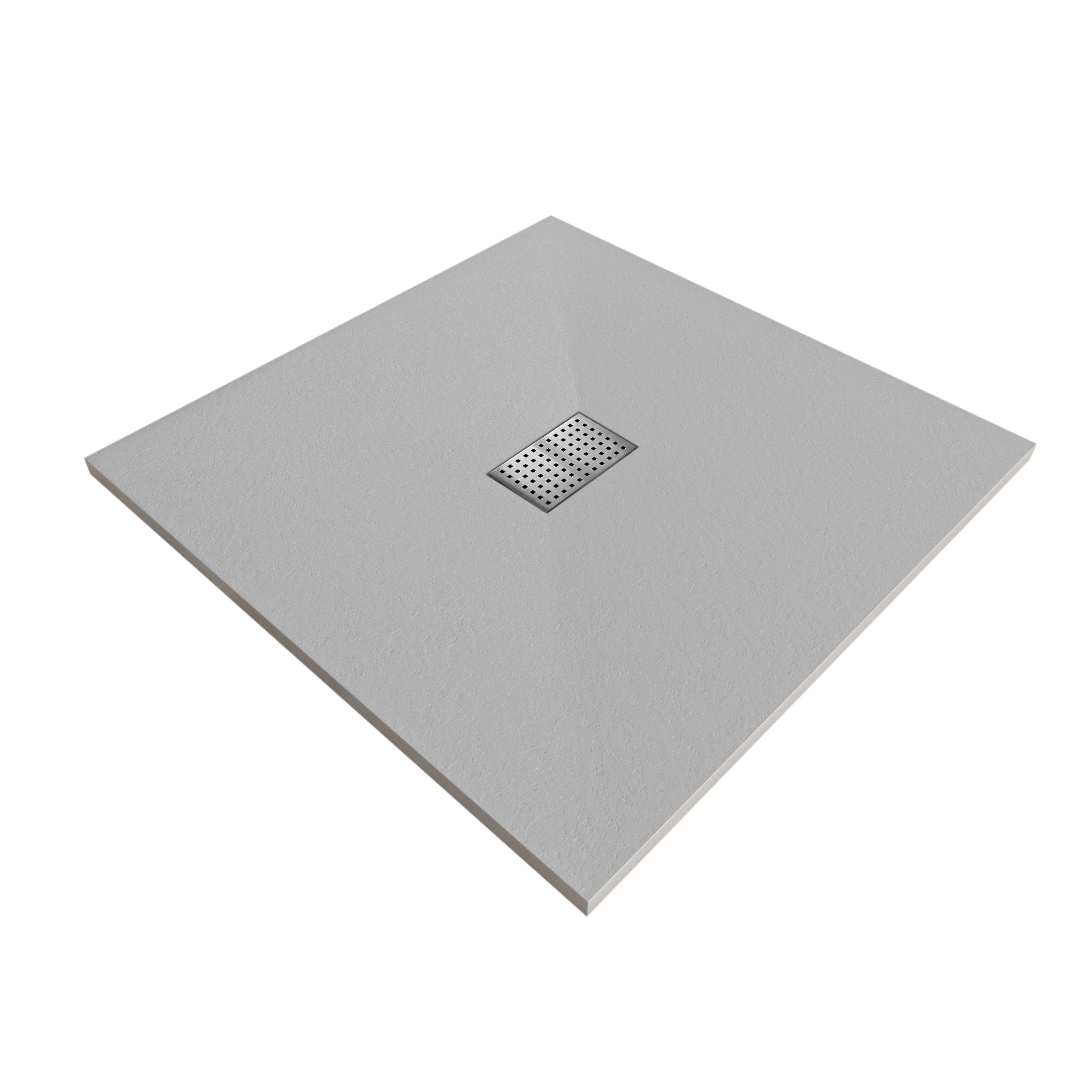SMC Duschwanne Boreal INOX in Stein-Optik inkl. Ablaufgarnitur und Edelstahldeckel - Grau