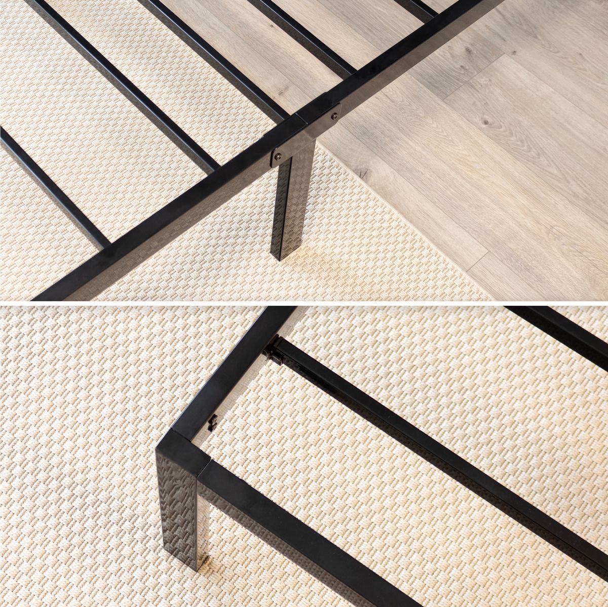 Guest Bed Metal Bed Frame Sappho Black with Storage