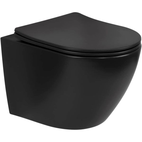 Toilette Hänge WC Spülrandlos inkl. WC Sitz mit Absenkautomatik SOFTCLOSE + abnehmbar Franco Schwarz MATT Toilette Hänge WC Spülrandlos inkl. WC Sitz mit Absenkautomatik SOFTCLOSE + abnehmbar Franco Schwarz MATT