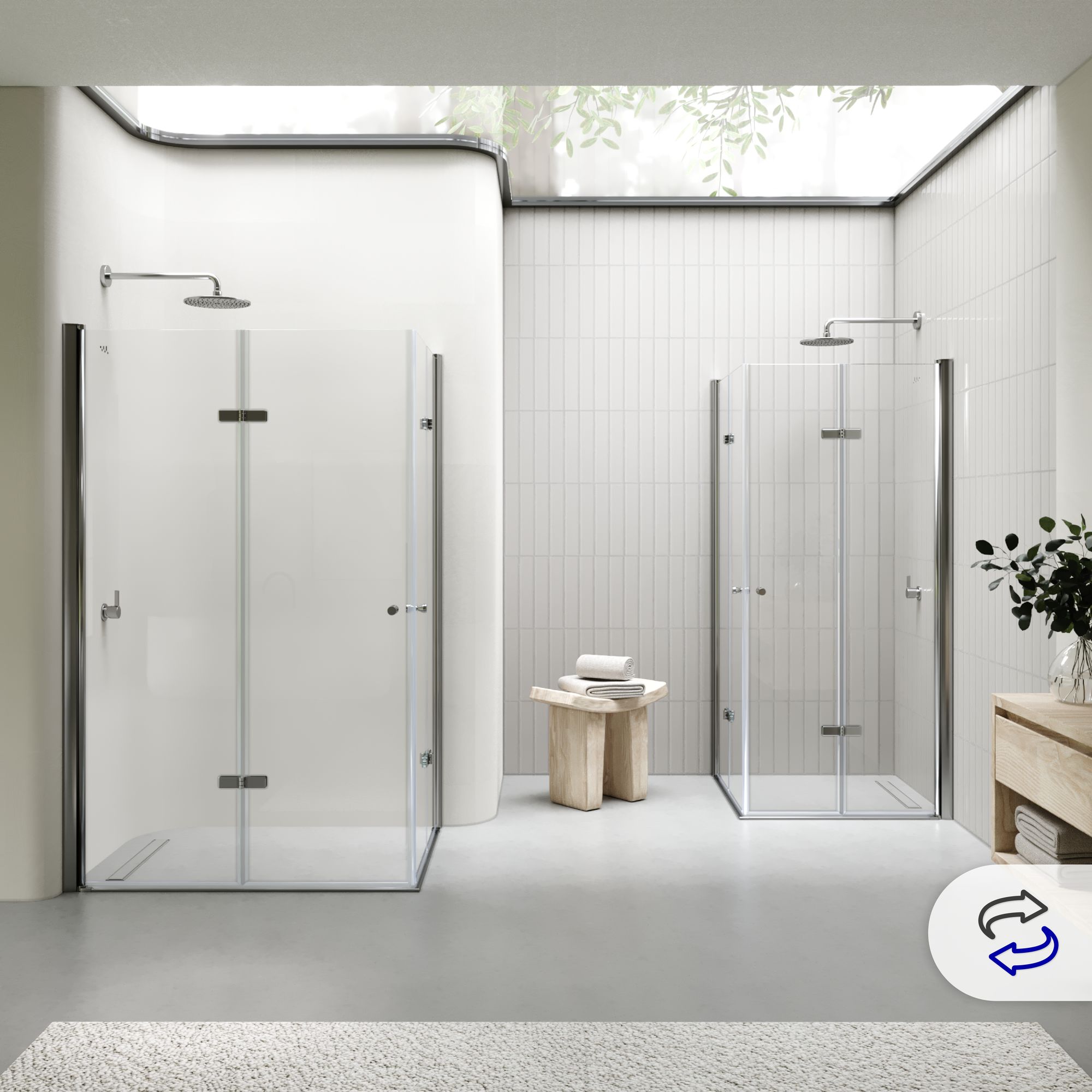 Eckeinstieg Emma mit Falttüren aus ESG Sicherheitsglas Eckeinstieg Emma mit Falttüren aus ESG Sicherheitsglas