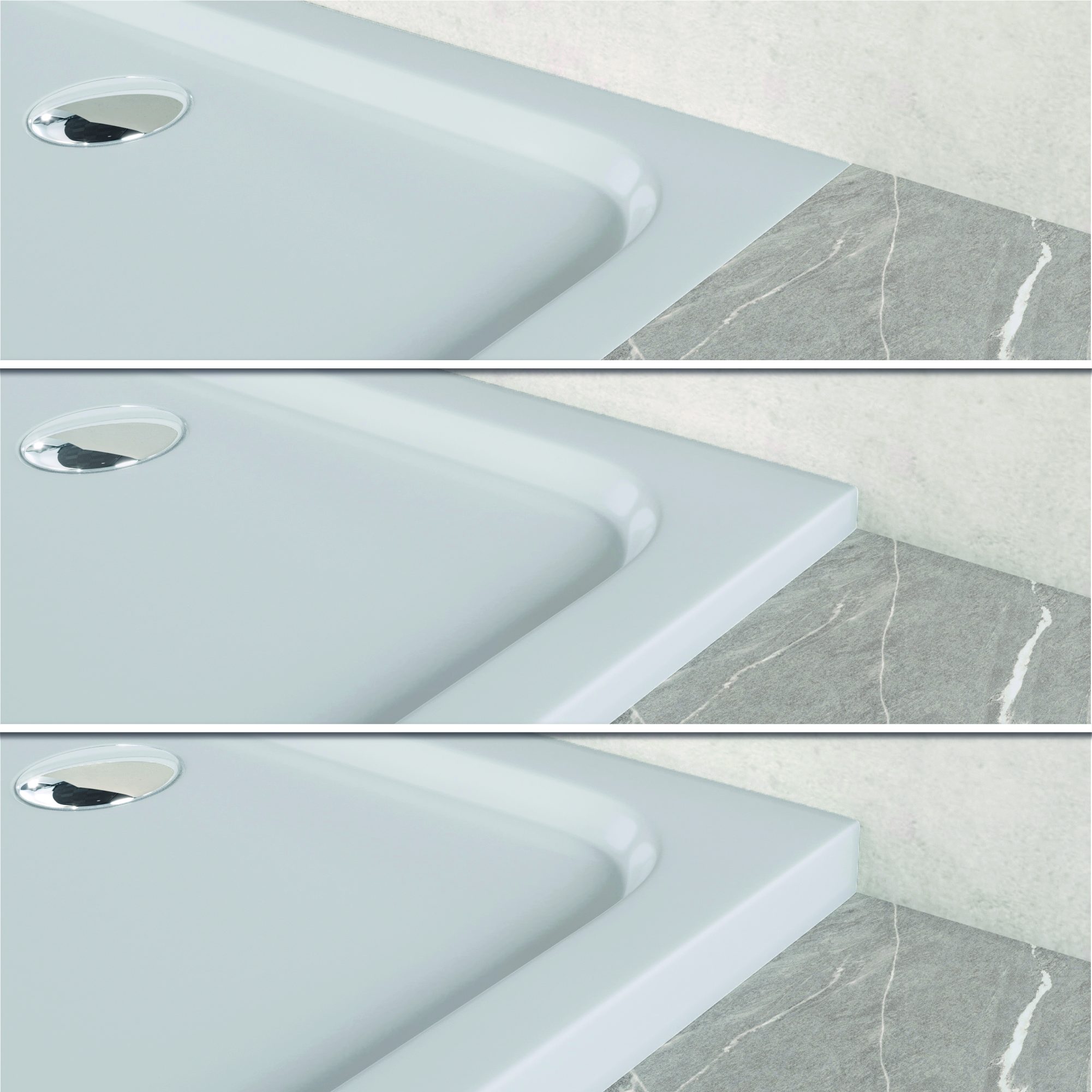 Tray – Shower Shimmer made of sanitary acrylic including waste fitting - White
