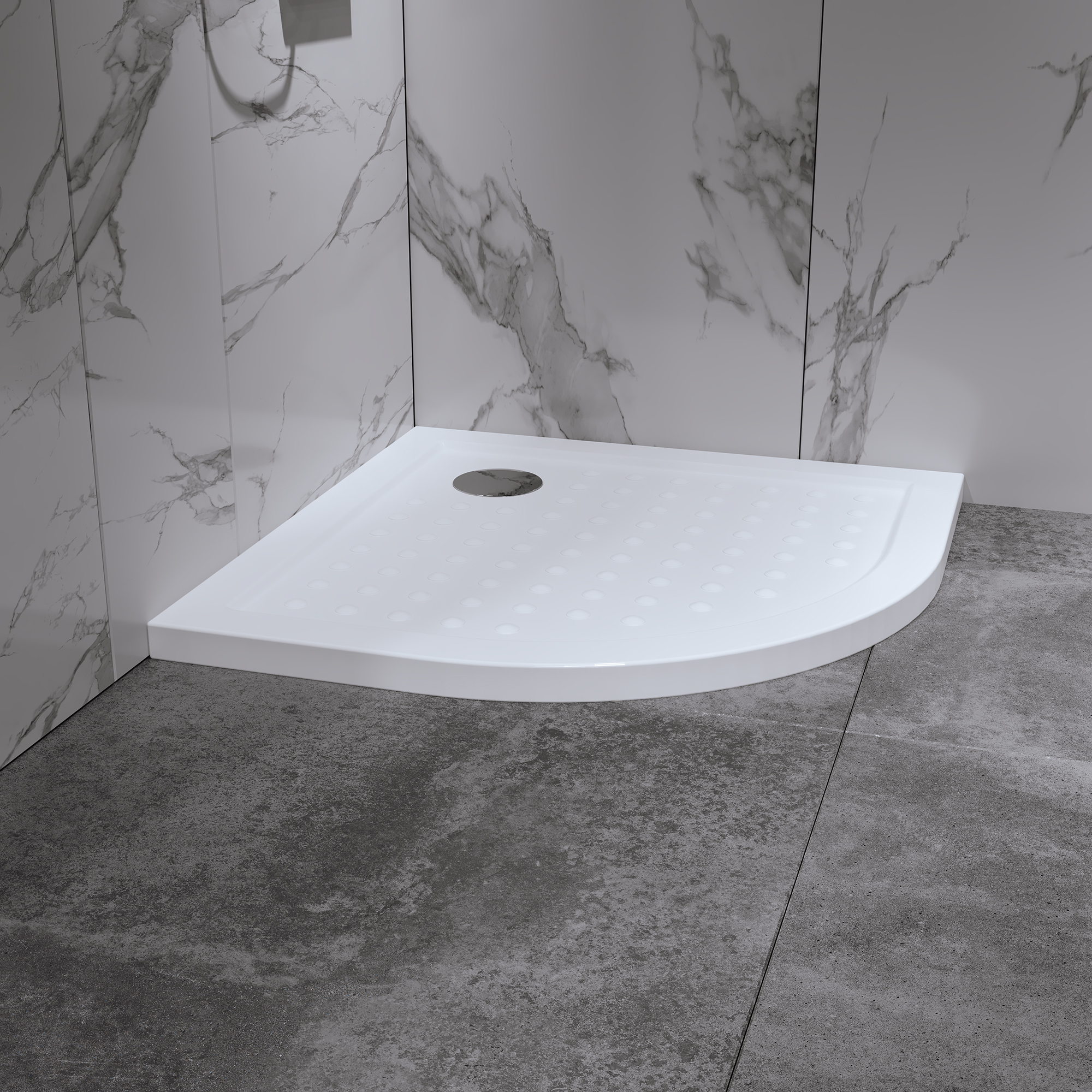 Viertelkreis-Duschwanne ELLA in Weiß aus Acryl Viertelkreis-Duschwanne ELLA in Weiß aus Acryl