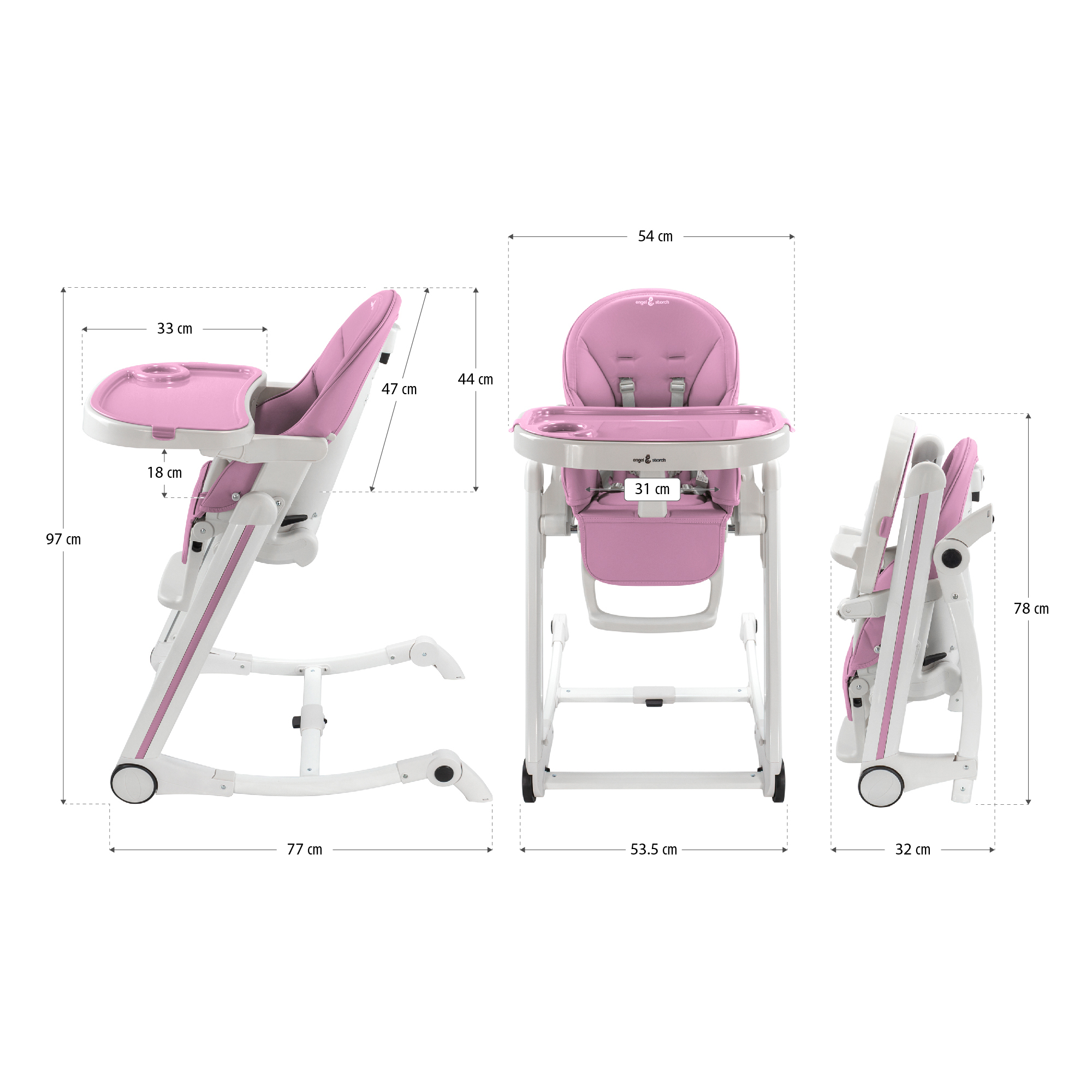 ADELLE – Child High Chair Adjustable and Foldable with Play Arch