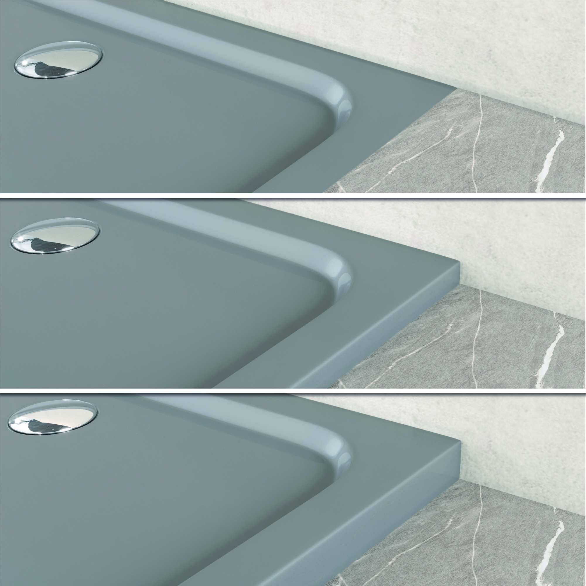 Duschwanne Shimmer aus Sanitäracryl inkl. Ablaufgarnitur - Grau