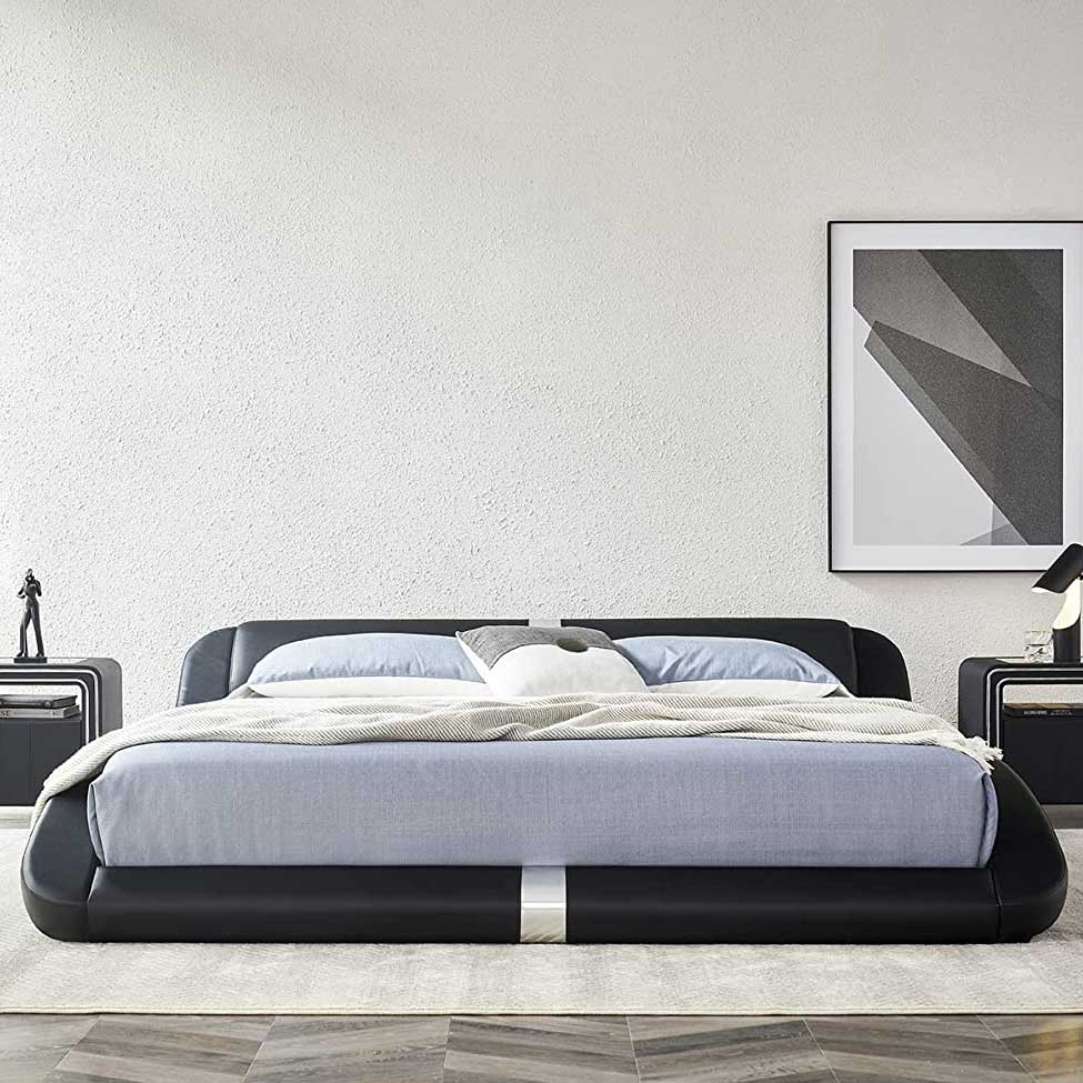 Design Polsterbett Paola in Schwarz 140x200 cm