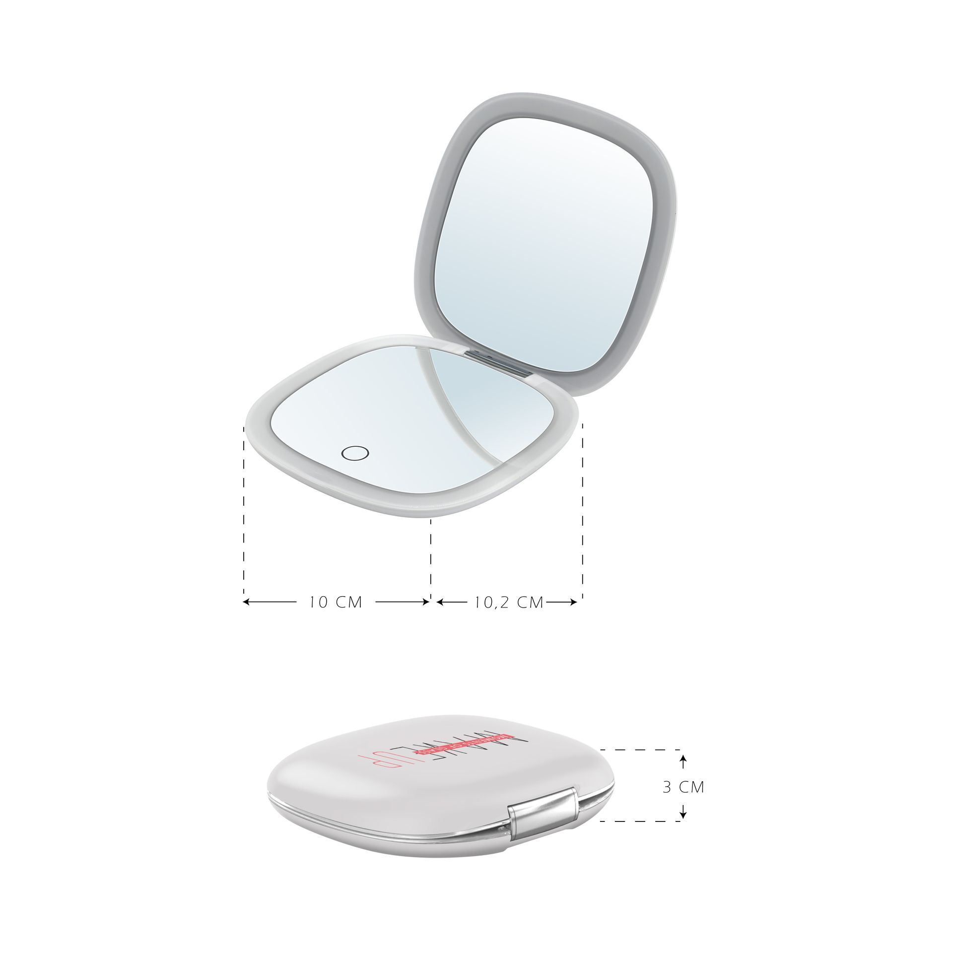 Tragbarer Schminkspiegel MakeUp POCKET mit LED-Lichtstreifen Roségold