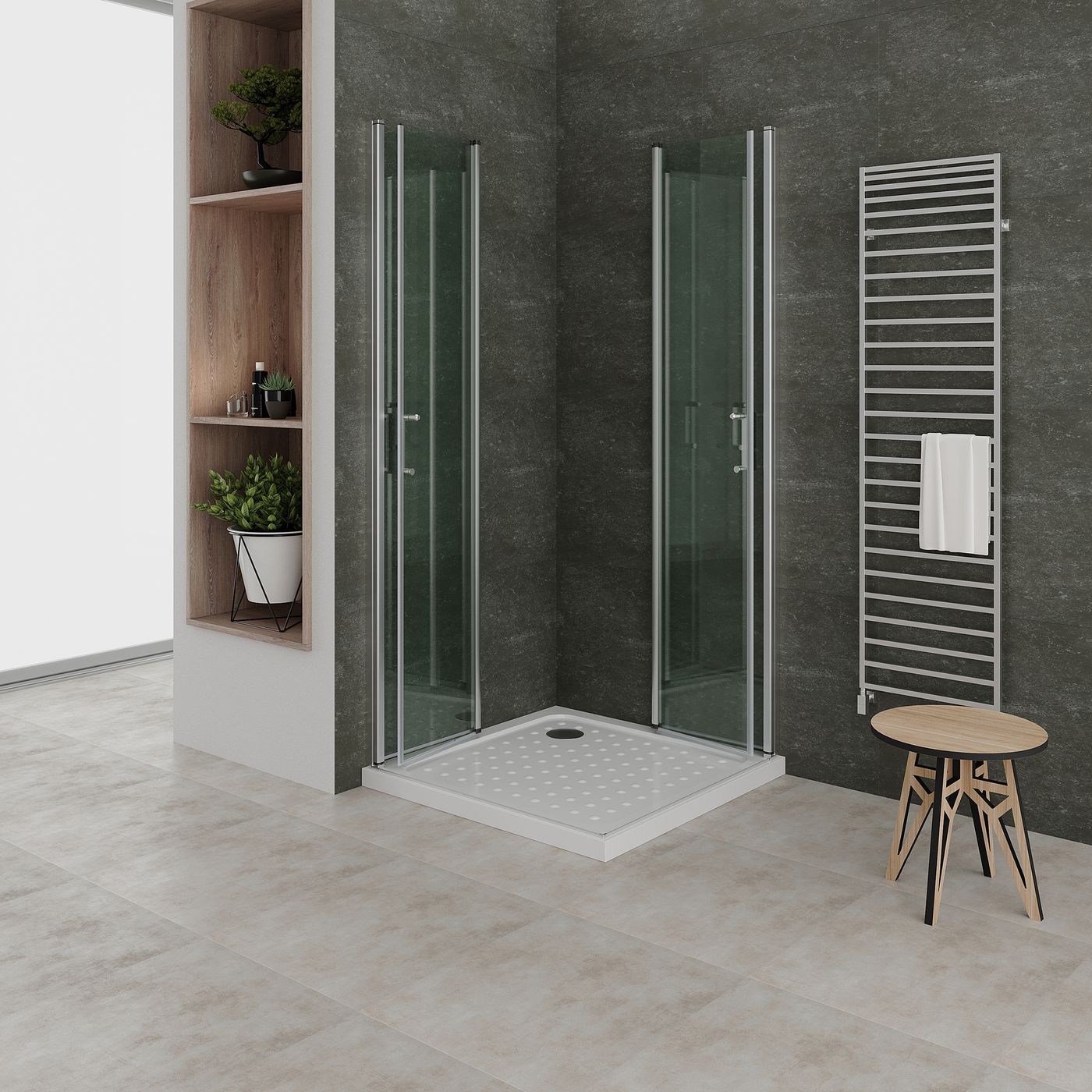 Eckeinstieg Alina mit Falttüren aus ESG Sicherheitsglas