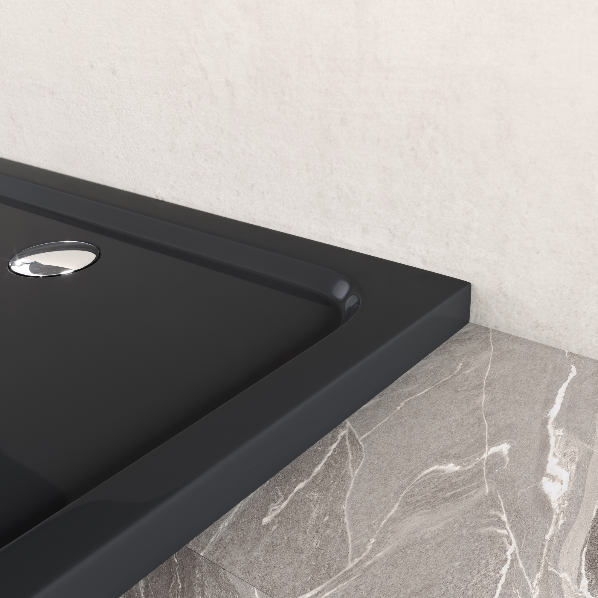 Duschwanne Shimmer aus Sanitäracryl inkl. Ablaufgarnitur - Schwarz