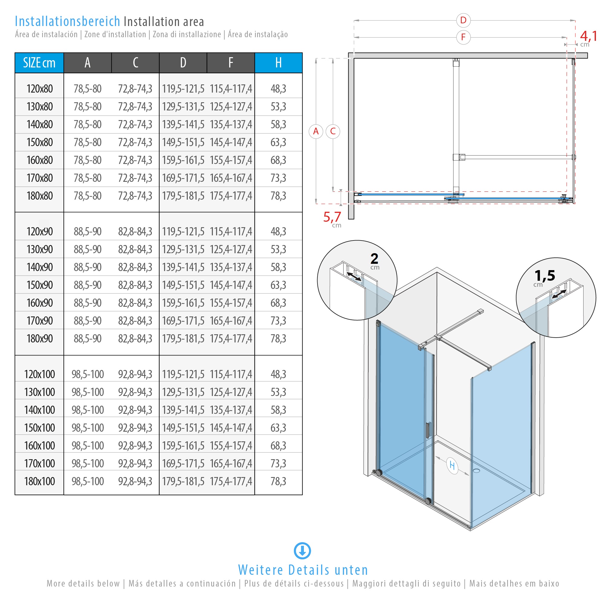 Fronteinstieg NADINE mit Schiebetür in Schwarz aus 8mm ESG Klarglas Fronteinstieg NADINE mit Schiebetür in Schwarz aus 8mm ESG Klarglas