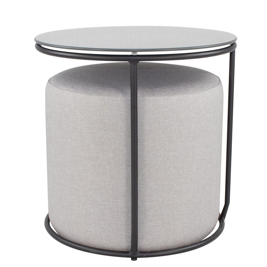 Beistelltisch mit Hocker JASPER runder Couchtisch 40x40 cm Schwarz-Grau N7 JASPER – Side Table with Stool - Round Coffee Table 40x40 cm Black-Grey N7