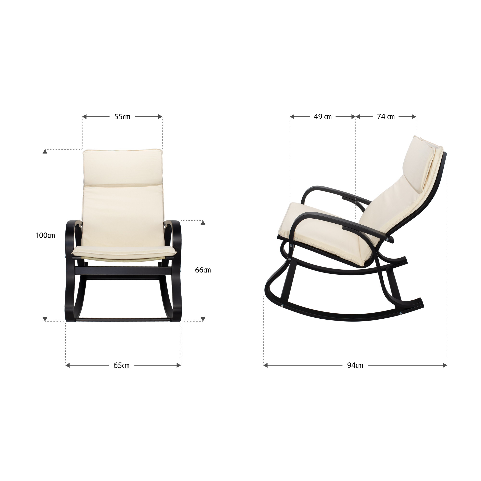 Relaxstuhl Schwingstuhl ohne Fussteil - Farbe: Naturweiß D1 Relaxstuhl Schwingstuhl ohne Fussteil - Farbe: Naturweiß D1