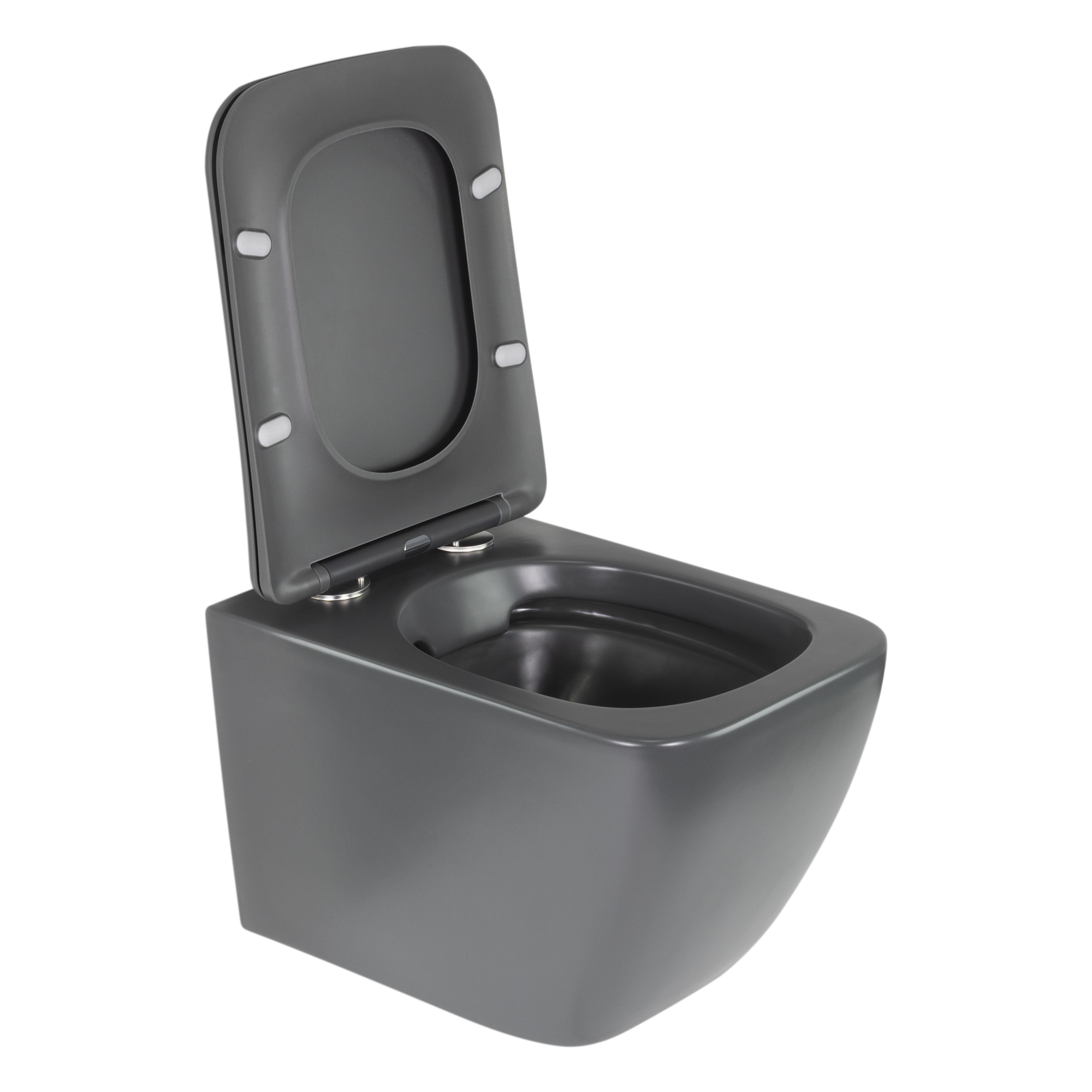 Toilette Hänge WC Spülrandlos inkl. WC Sitz mit Absenkautomatik SOFTCLOSE Cube Grau