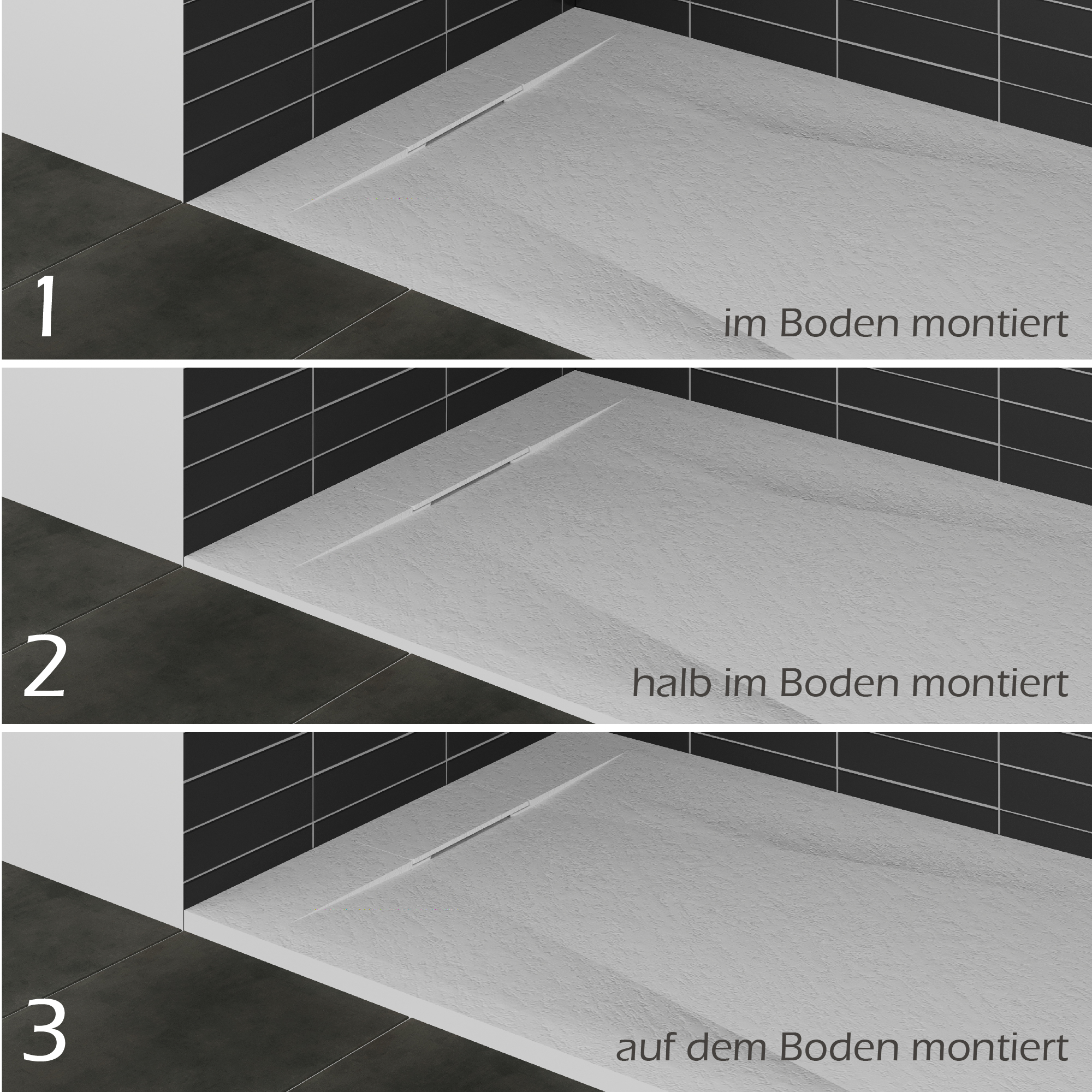 SMC Duschwanne Polar in Stein-Optik inkl. Ablaufgarnitur - Weiß SMC Shower Tray Polar in Stone Look with Drain Assembly - White