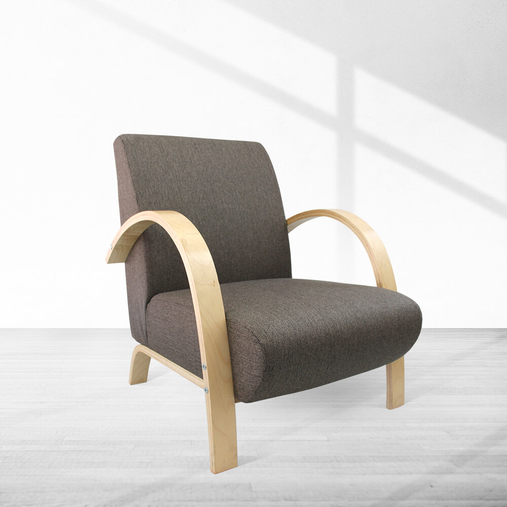 Polstersessel Lounge Sessel mit hochwertigem gepolsterten Stoffbezug - Grau Polstersessel Lounge Sessel mit hochwertigem gepolsterten Stoffbezug - Grau