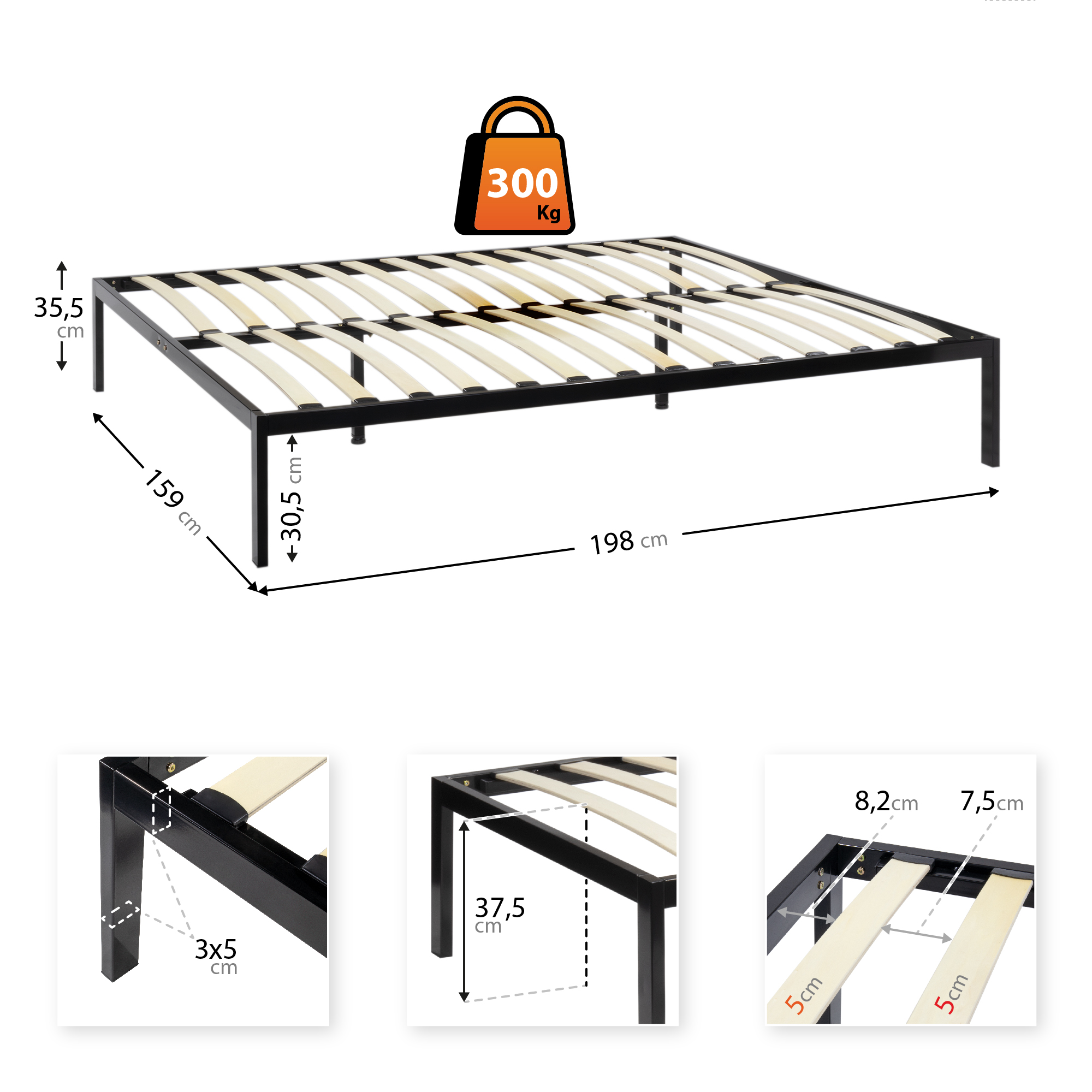 Gästebett Metallbett i-Base mit Federholzleisten