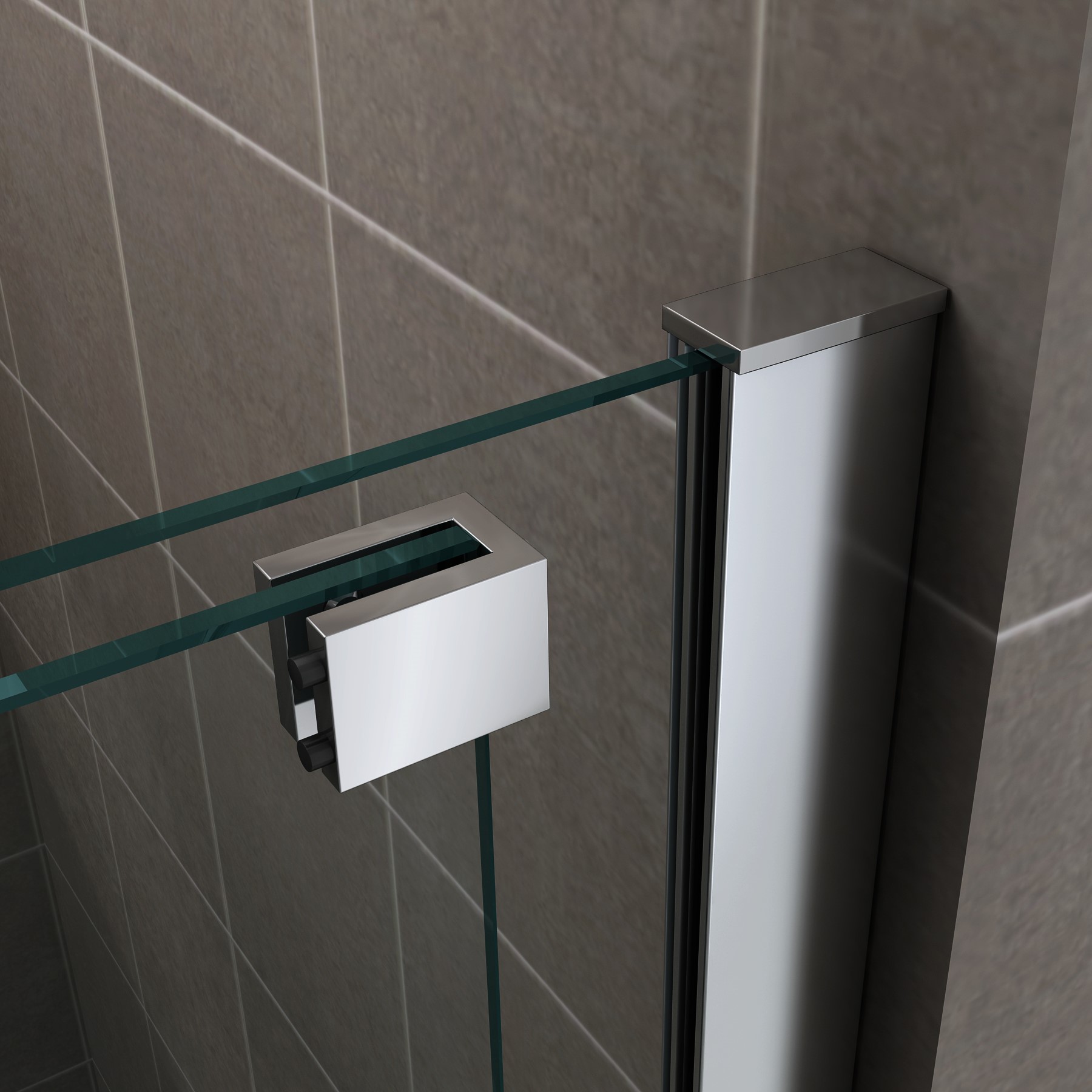 Walk In Duschwand mit Schiebetür NADINE in Chrom Duschabtrennung aus 8mm ESG Nano - Links und Rechts montierbar 180x200 cm