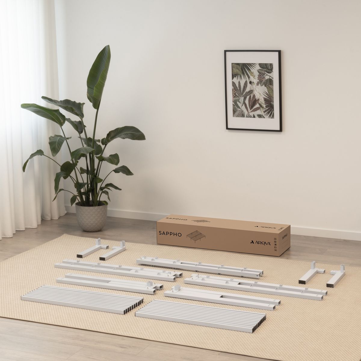 140x190cm Bettgestell – Gästebett Metallbett Sappho White mit Stauraum