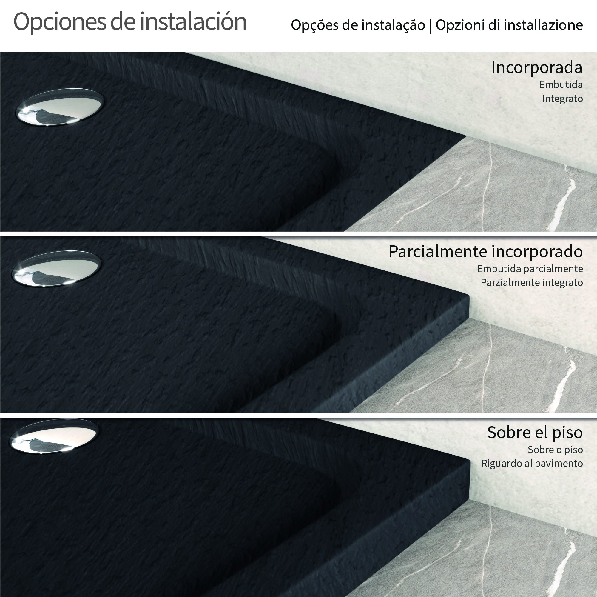 Duschwanne Shimmer STONE aus Sanitäracryl inkl. Ablaufgarnitur - Schwarz