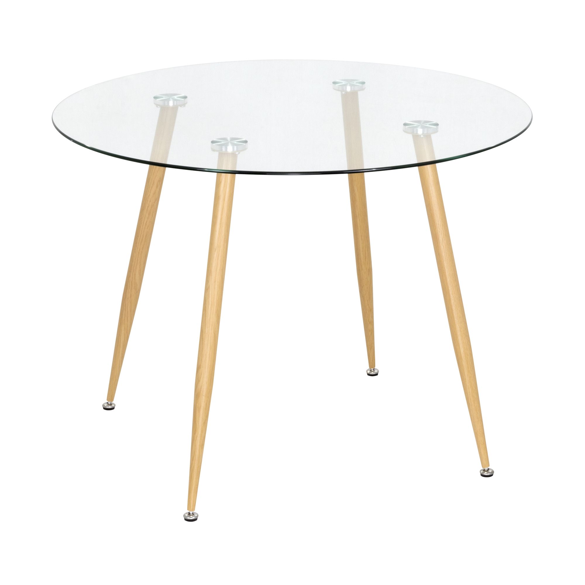 Esszimmer-Tisch CORIN | Tischplatte: Transparentes Glas | Beine: Holz 80 cm