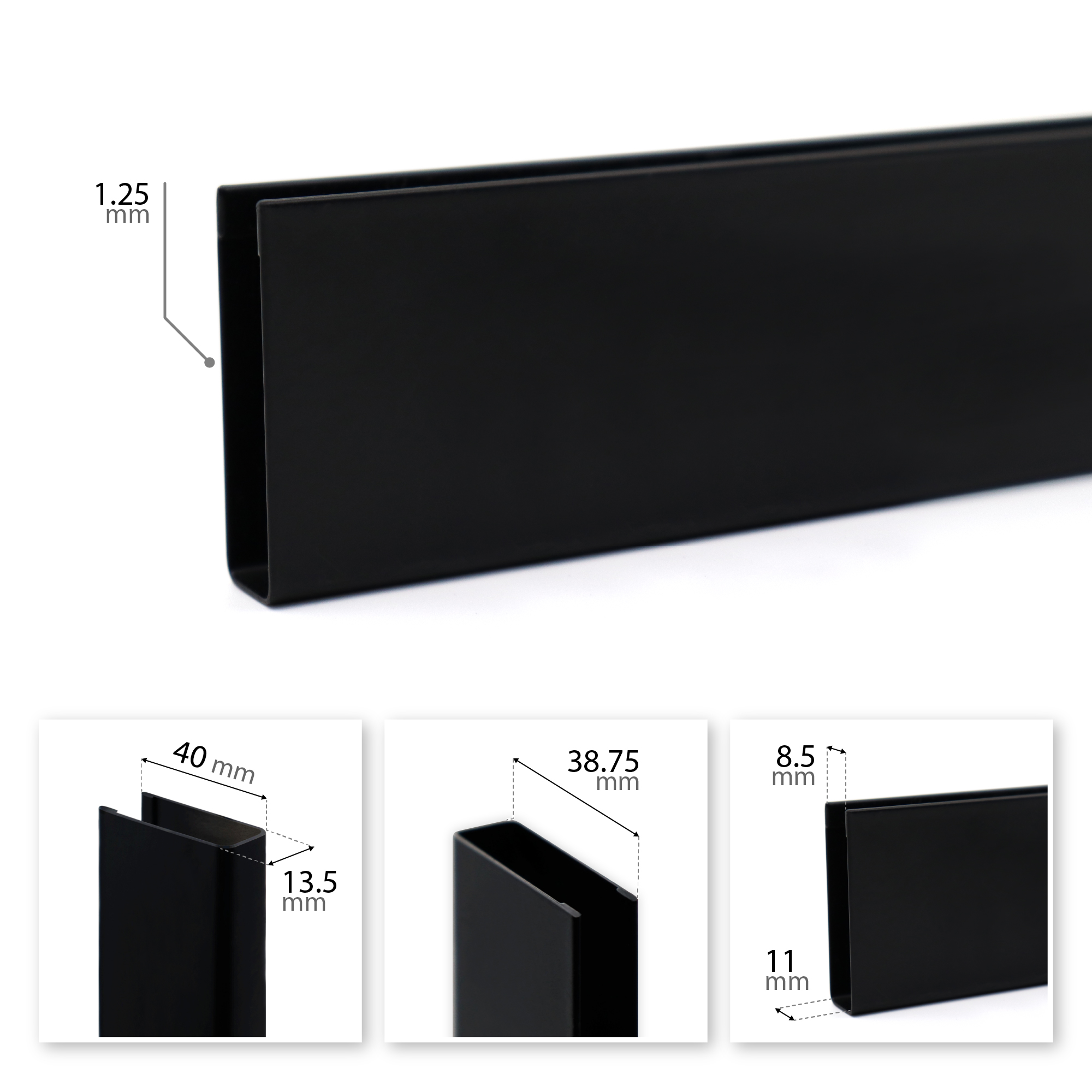 PT03-10mm.jpg Premium Wandanschlussprofil Wandprofil aus rostfreiem V2A Edelstahl für Duschabtrennungen, U-Profil mit Bohrungen