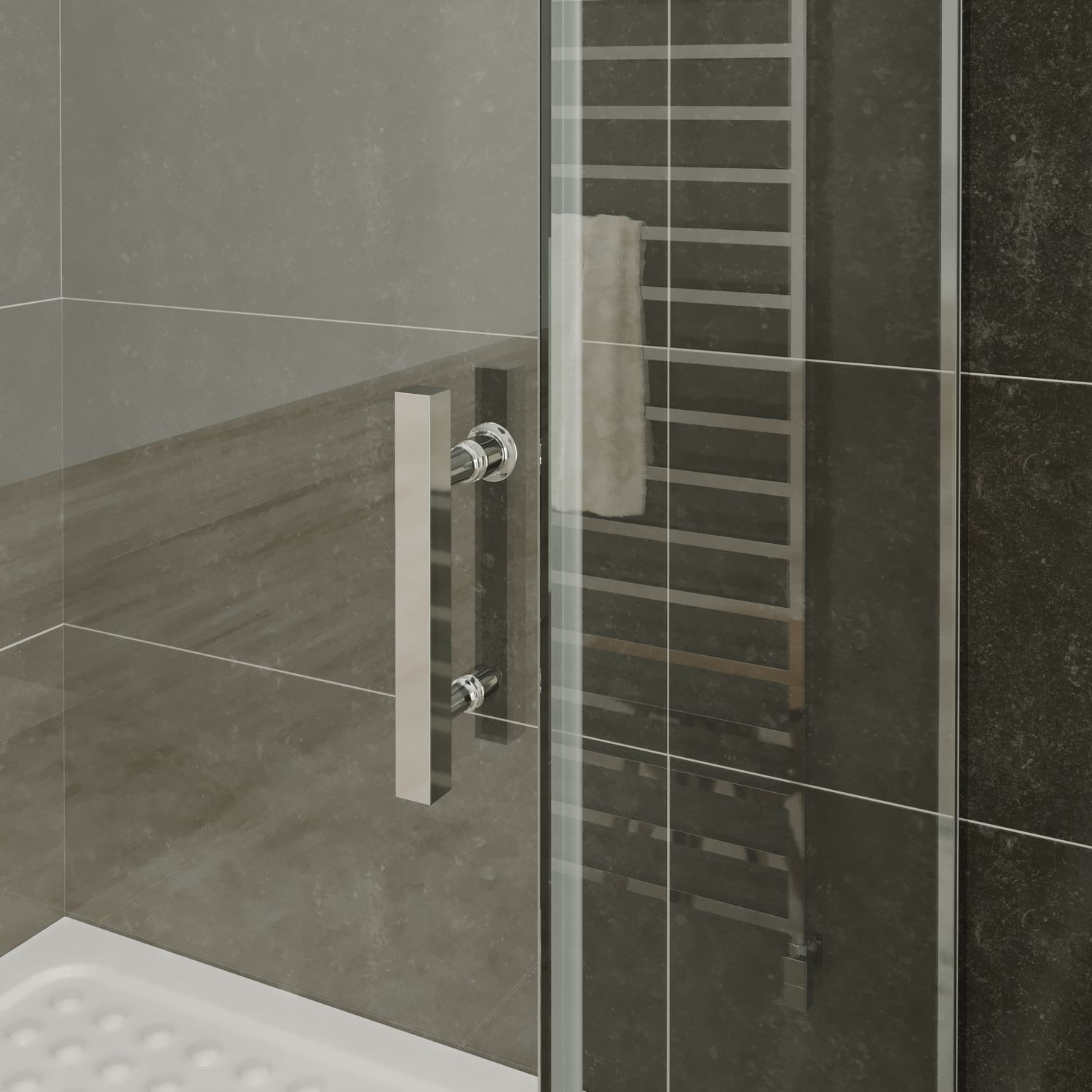 Fronteinstieg Viola mit Schiebetür aus 8 mm ESG Sicherheitsglas Fronteinstieg Viola mit Schiebetür aus 8 mm ESG Sicherheitsglas