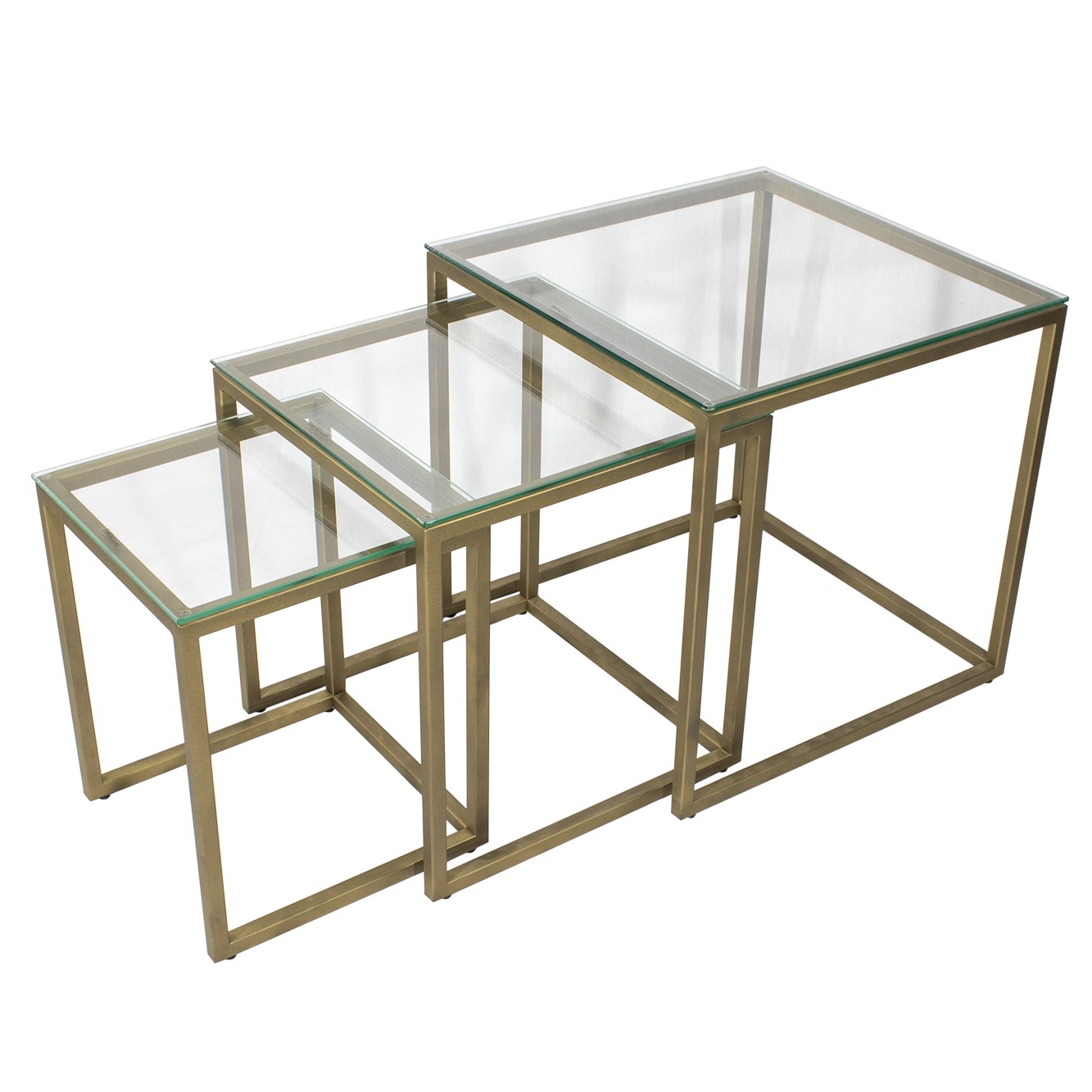 Couchtisch MINGUS Beistelltisch aus Glas/Metall 3er Set
