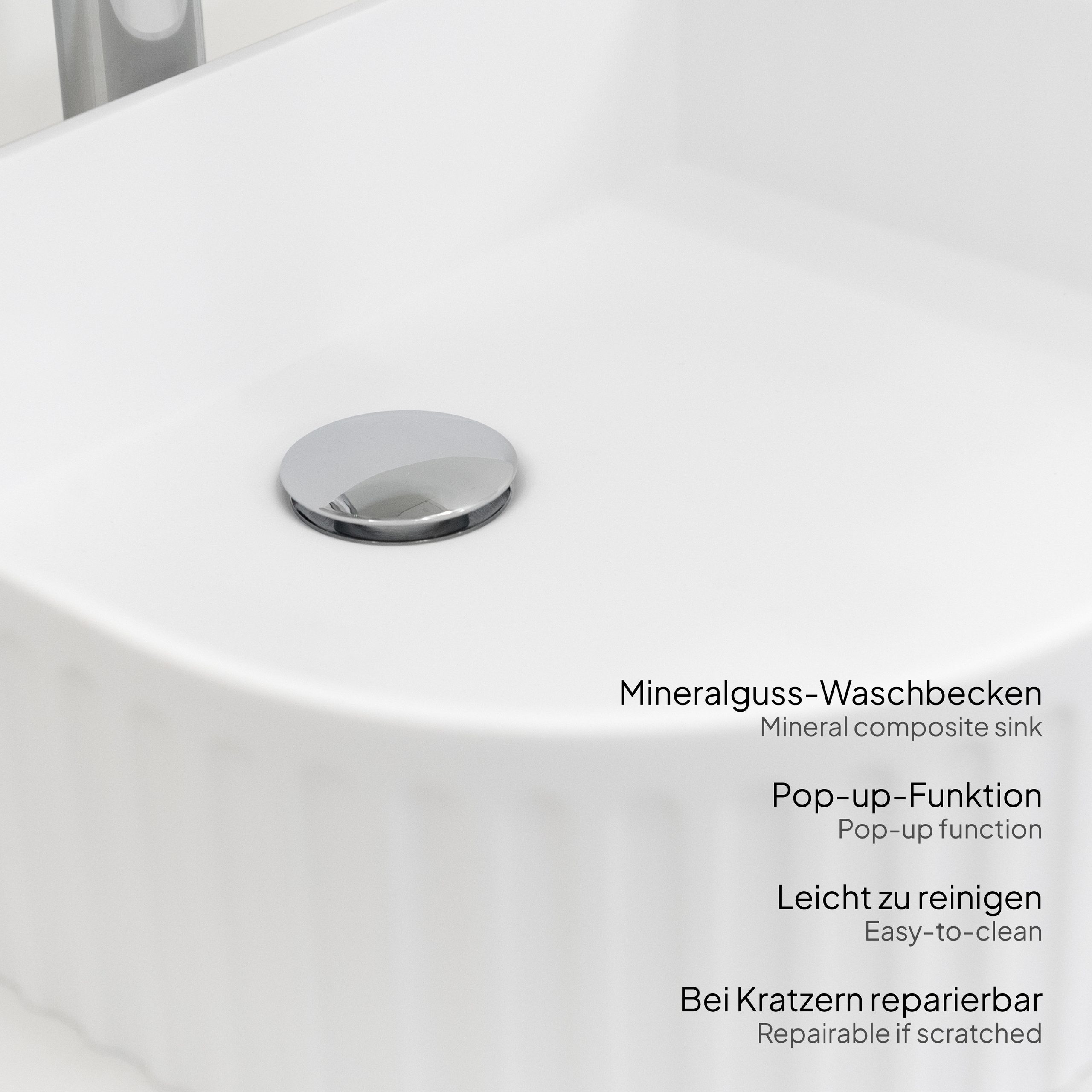 Badmöbel-Set Maia Nußbaum, wandhängend, mit Steinplatte und Waschtisch aus Mineralguss sowie LED-Spiegel mit Antibeschlagfunktion, gerillte Textur Badmöbel-Set Maia Nußbaum, wandhängend, mit Steinplatte und Waschtisch aus Mineralguss sowie LED-Spiegel mit Antibeschlagfunktion, gerillte Textur