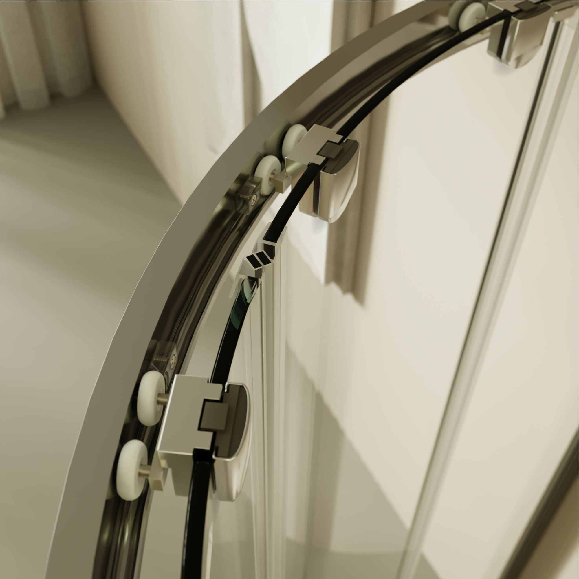 Viertelkreisdusche Ella mit Schiebetüren aus ESG Sicherheitsglas