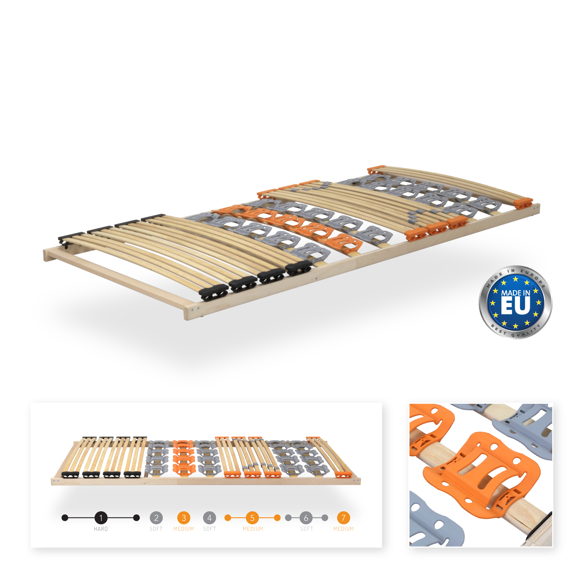 7-Zonen Tellerlattenrost TFlex30 - Starr 120x200 cm