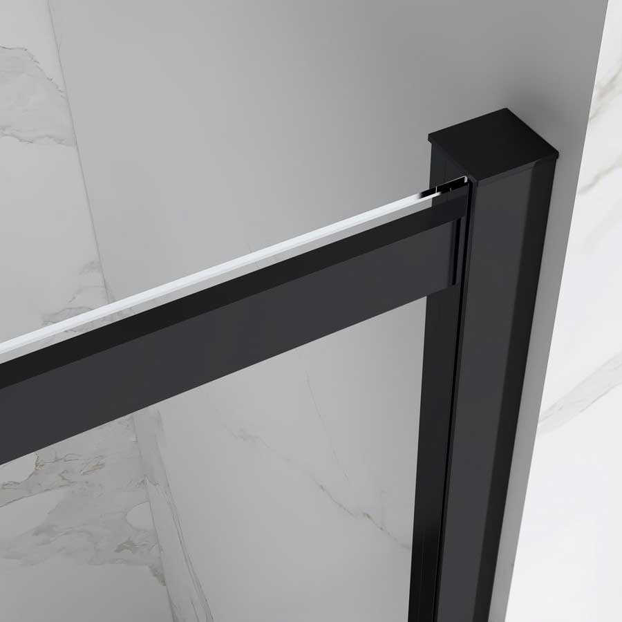 Duschtür Nischentür Kaylee BLACK mit Schiebetür aus 6mm ESG Klarglas Duschtür Nischentür Kaylee BLACK mit Schiebetür aus 6mm ESG Klarglas 160x195 cm-195 cm