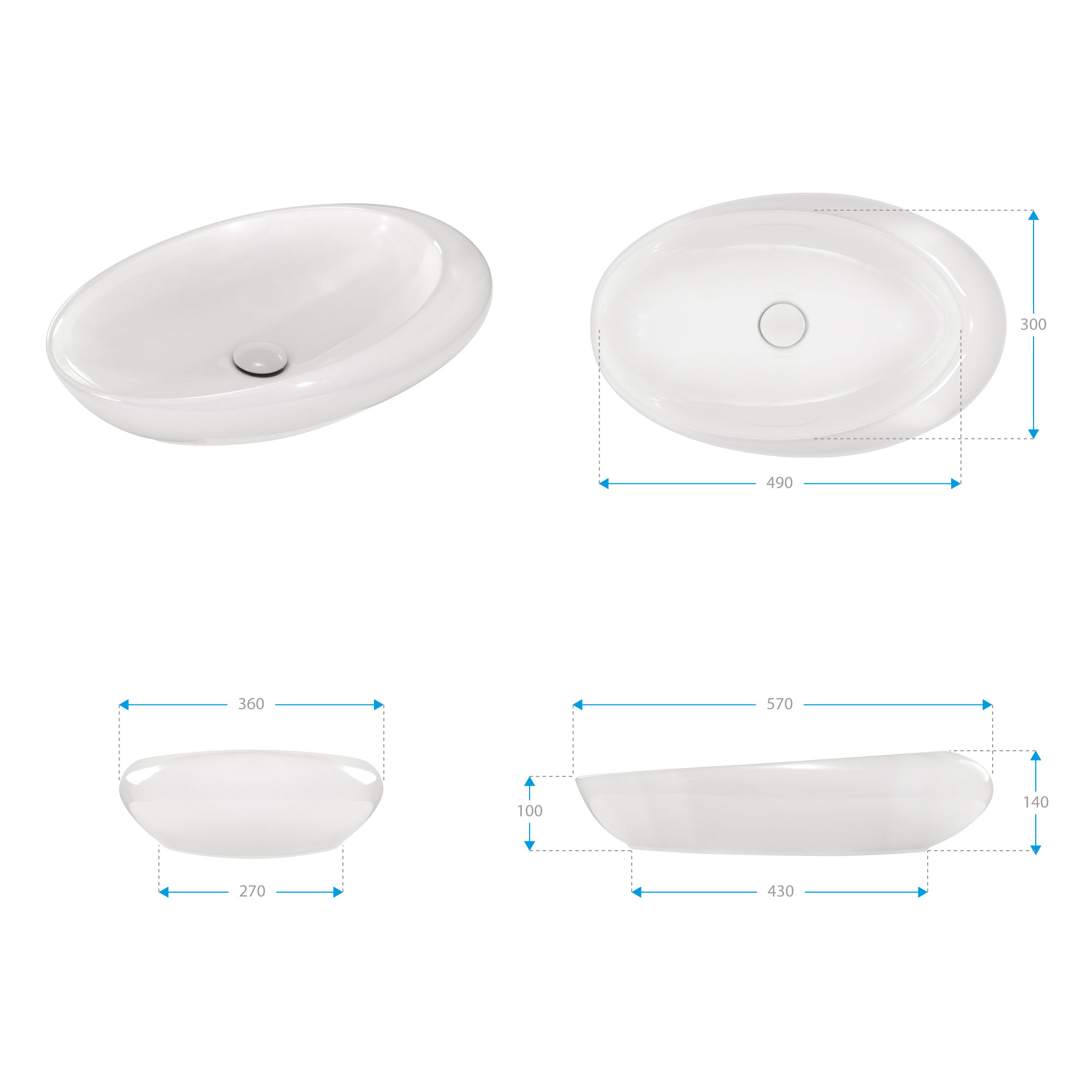 Design Keramik Waschbecken Aso in Weiß