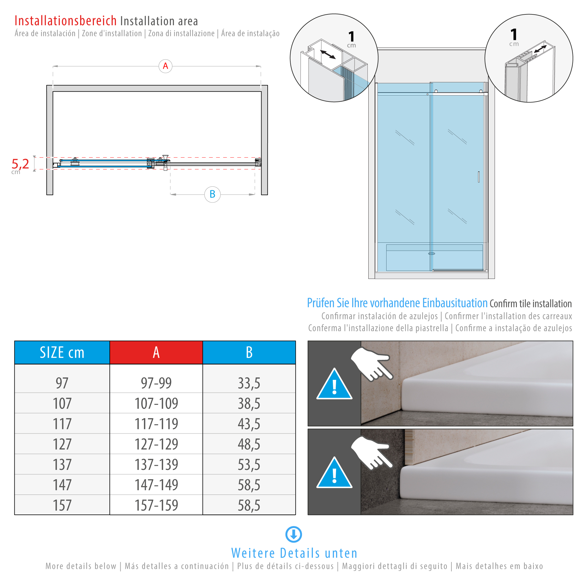 Nischentür Viola mit Schiebetür aus ESG Sicherheitsglas
