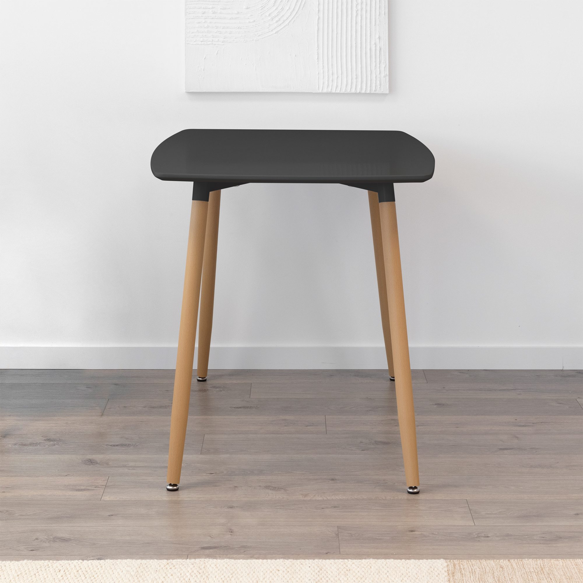 Esstisch Felicia Schwarz mit Metallbeine in Holzoptik, rutschfeste Füße, leichter Aufbau
