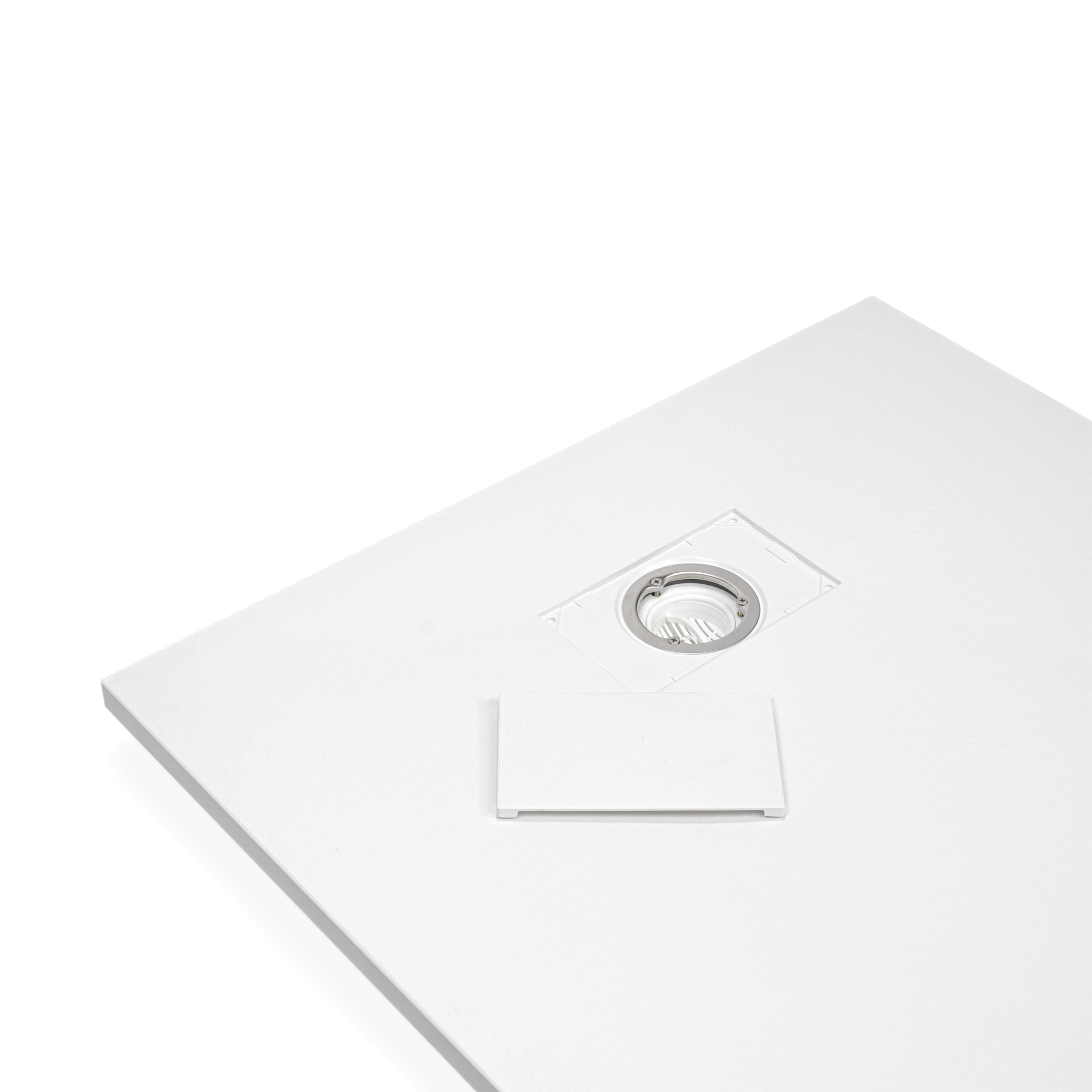 SMC Boreal Shower Tray in Stone Look with Drain Assembly - White