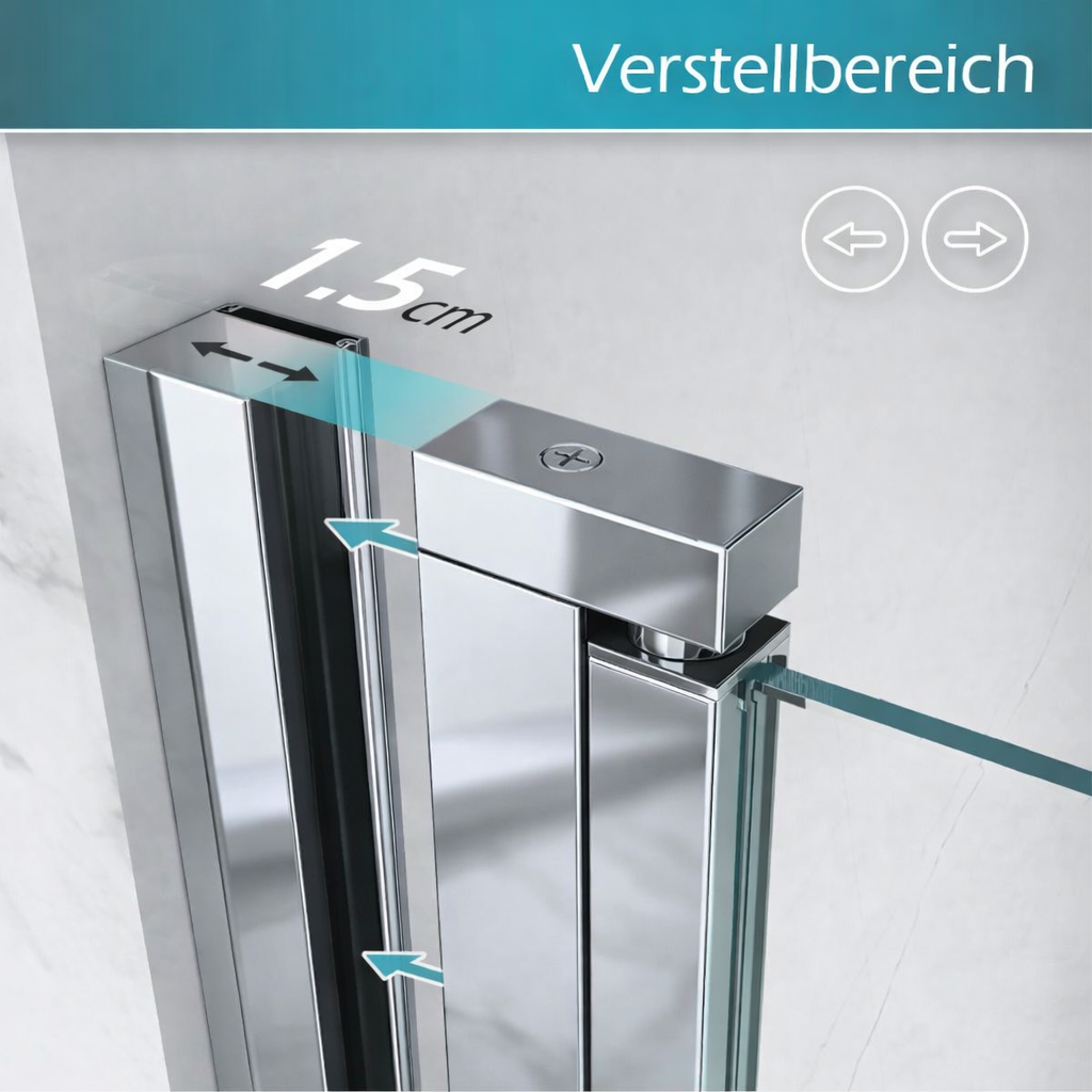 Corner entry Matilde with folding doors made of partially frosted ESG safety glass.