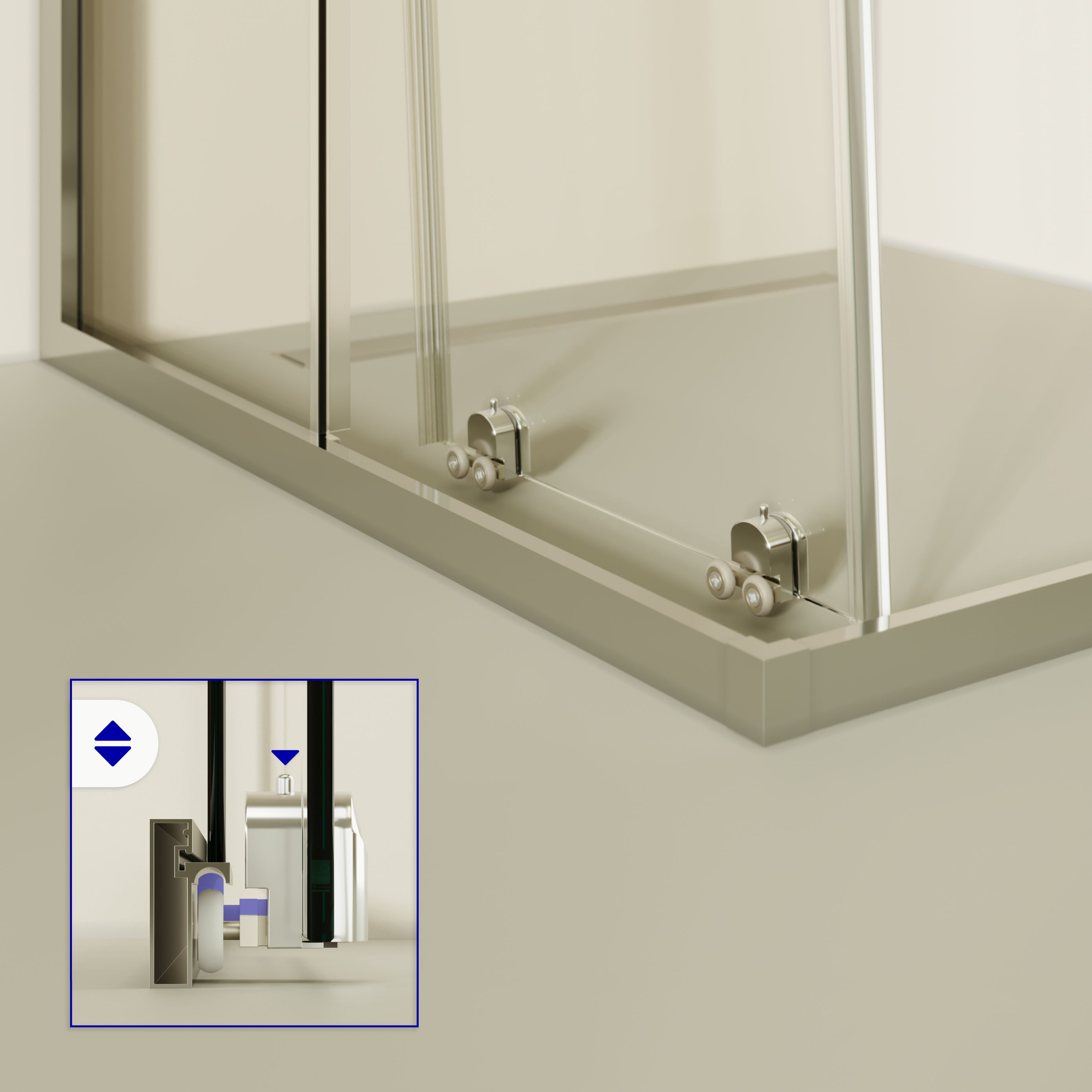 Front-entry Dora with sliding door made of ESG safety glass Front-entry Dora with sliding door made of ESG safety glass