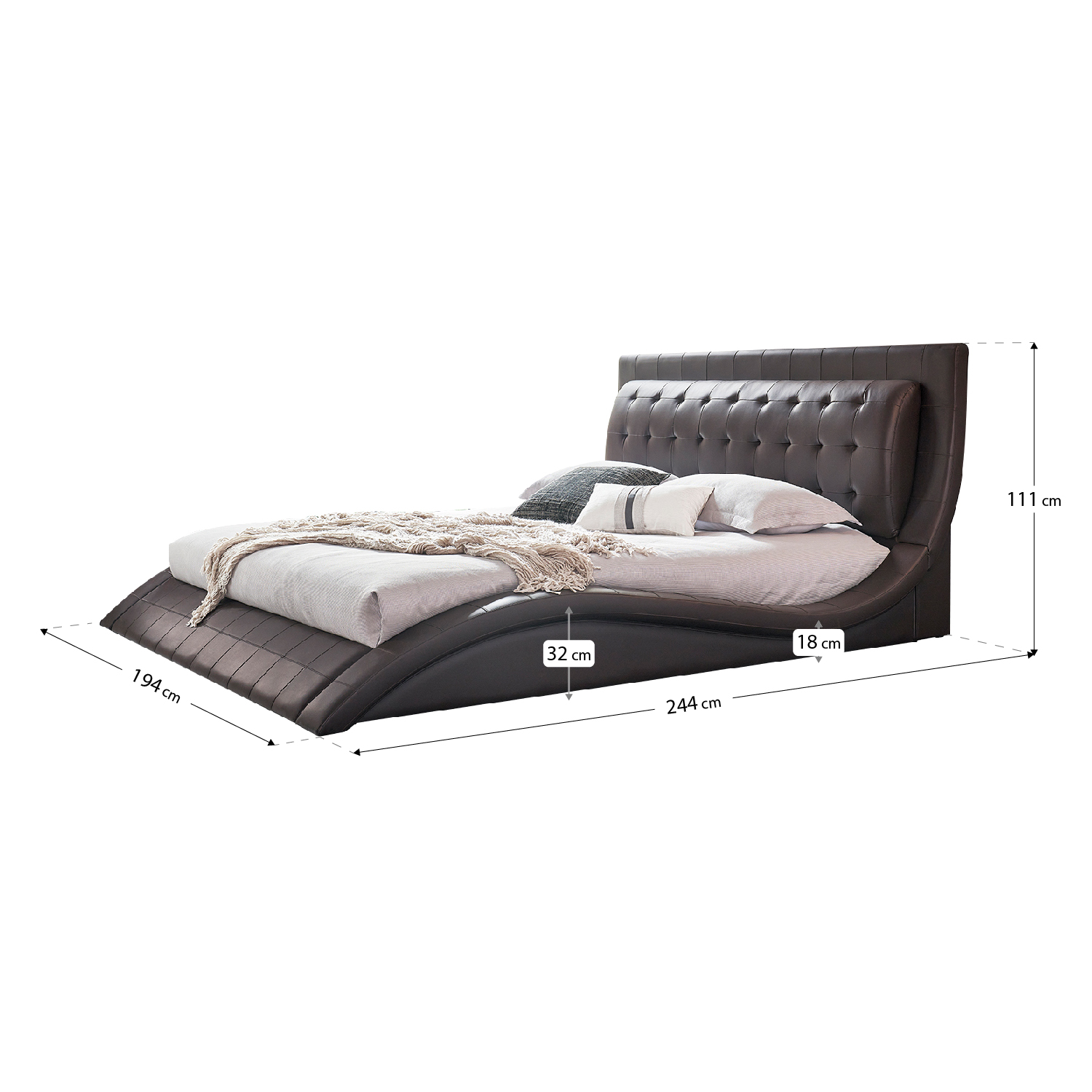 009 194 (1).jpg Design Upholstered Bed St. Tropez in Brown with Leather Buttons