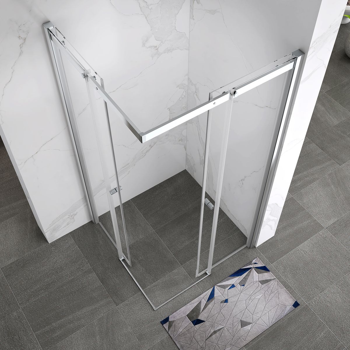 Corner Entry Kaylee with Sliding Doors Made of ESG Safety Glass Corner Entry Kaylee with Sliding Doors Made of ESG Safety Glass