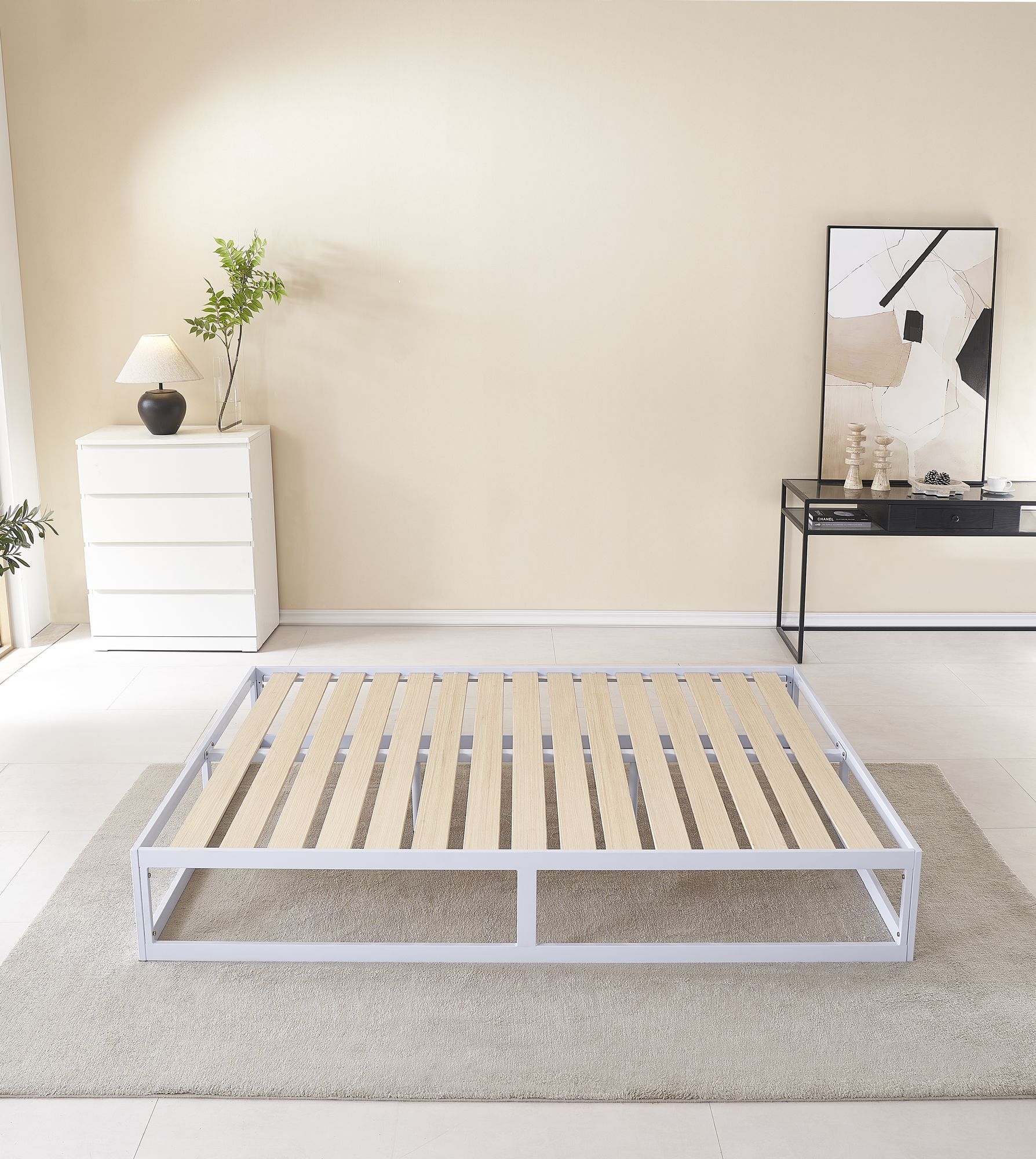 Metallbett Haruki in Weiß 200cm-200cm