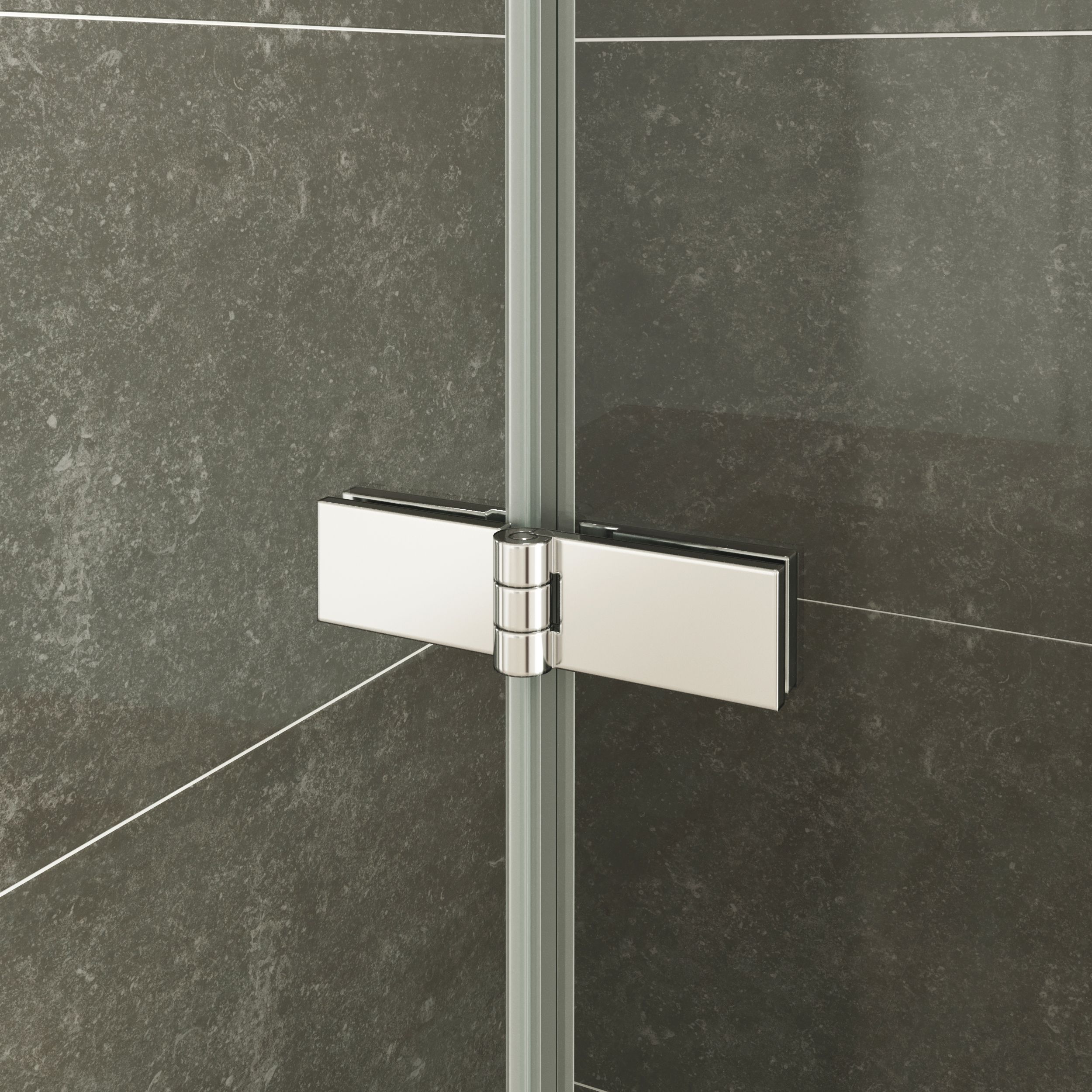 Corner Entry Matilde with Folding Doors made of ESG Safety Glass Matilde – Eckeinstieg mit Falttüren aus ESG Sicherheitsglas