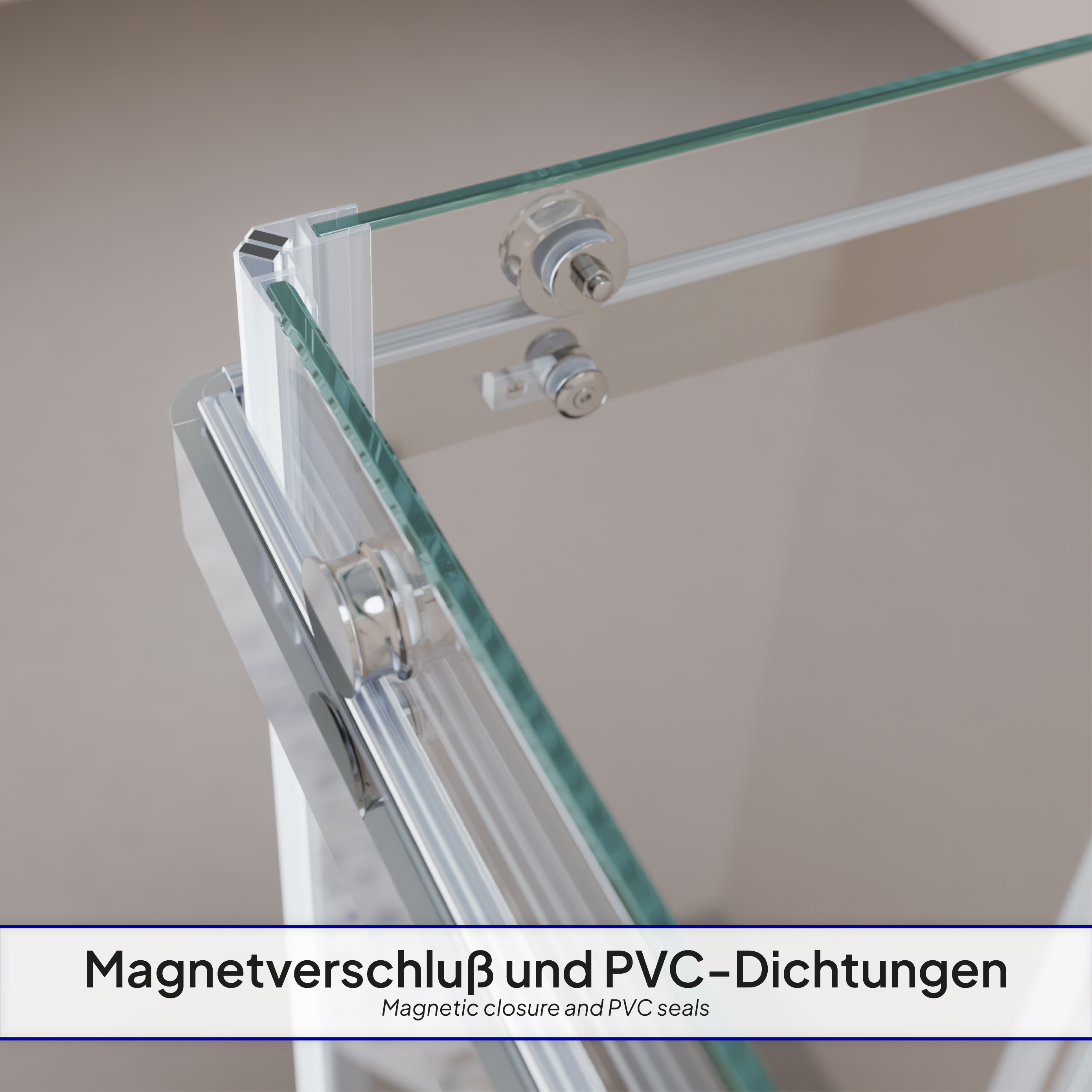 Corner entry Anna with sliding doors made of 8 mm tempered safety glass Anna – Eckeinstieg mit Schiebetüren aus 8 mm ESG Sicherheitsglas