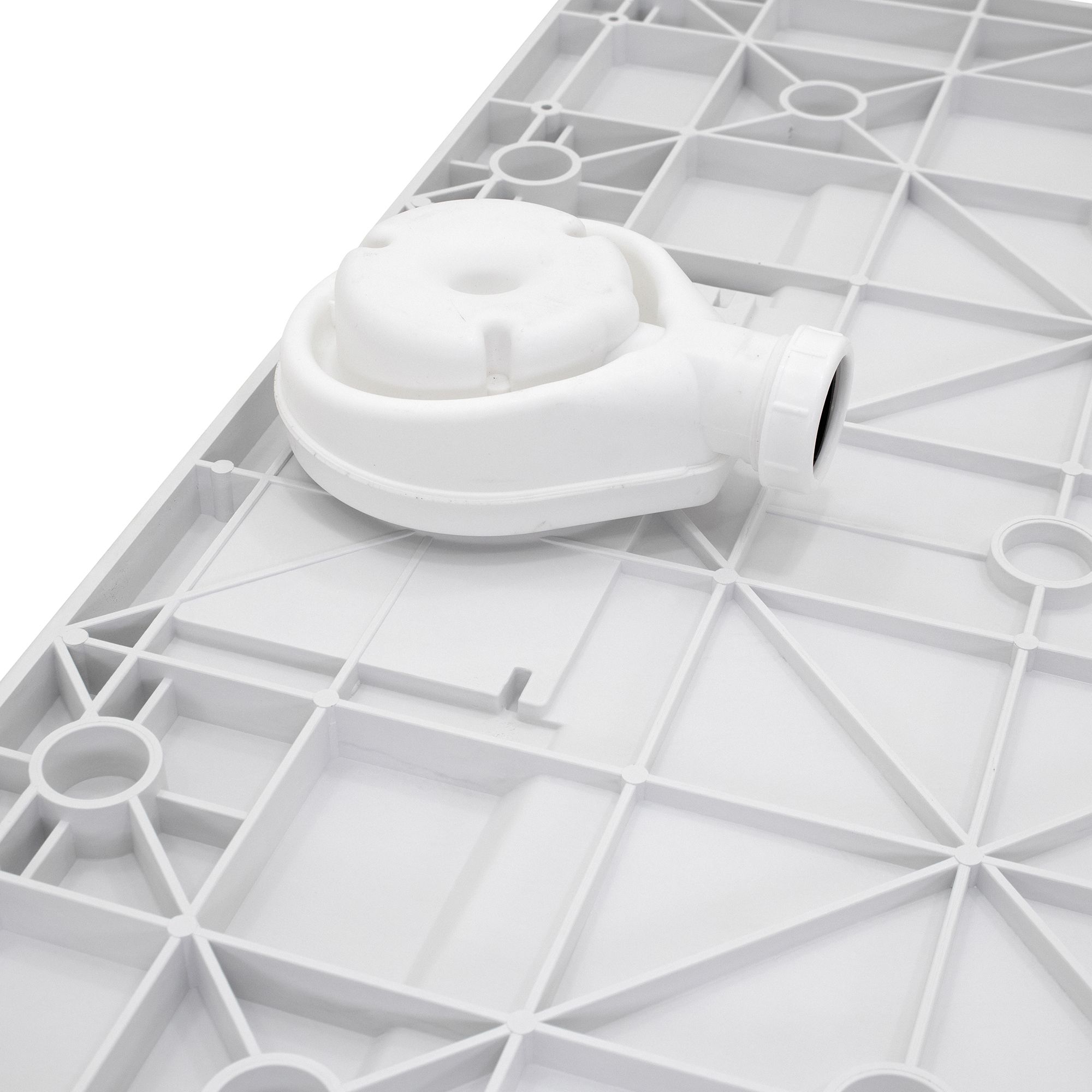 SMC Shower Tray Polar in Marble Look with Drain Assembly - White SMC Shower Tray Polar in Marble Look with Drain Assembly - White