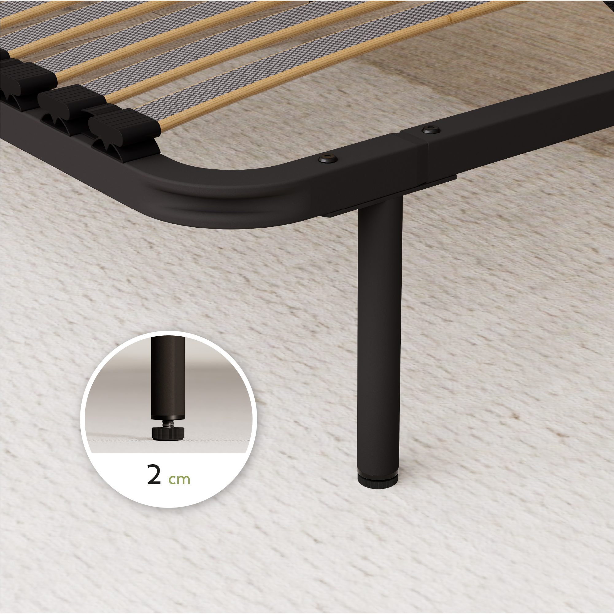 Slatted Frame ORTHO with Sturdy Metal Frame - Suitable for All Mattresses