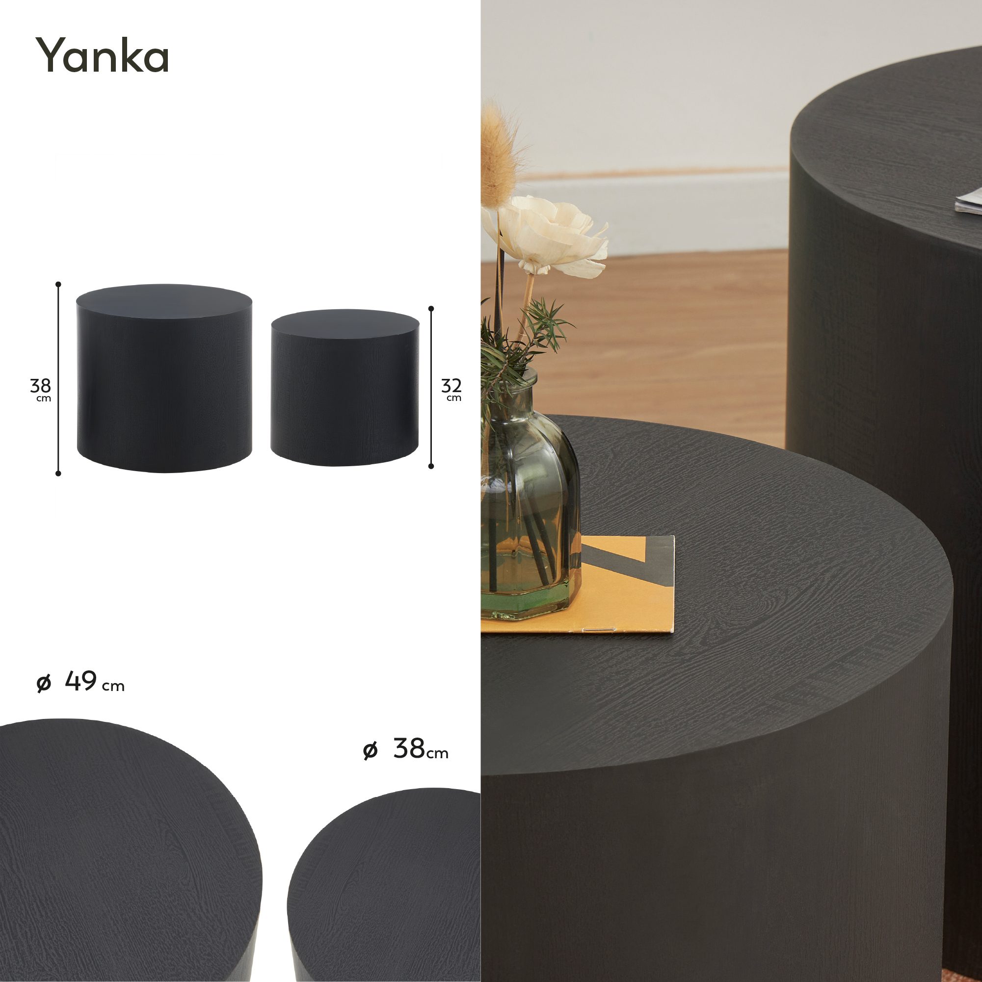 Set aus 2 Couchtischen/Wohnzimmertischen YANKA
